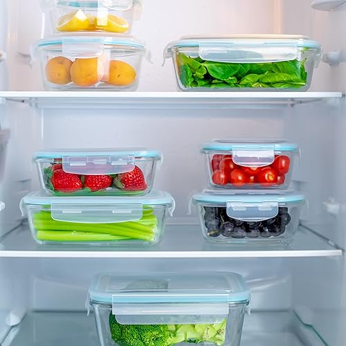 Miniatura 6 de Homiu Contenedores de vidrio para almacenamiento de alimentos con tapas de 120, 485, 970 y 58.5fl oz para horno, lavavajillas, microondas,