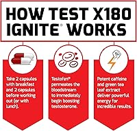 Vista 6 de Force Factor Test X180 Ignite Potenciador total de testosterona para hombres con semillas de fenogreco y extracto de té verde para construir músculo