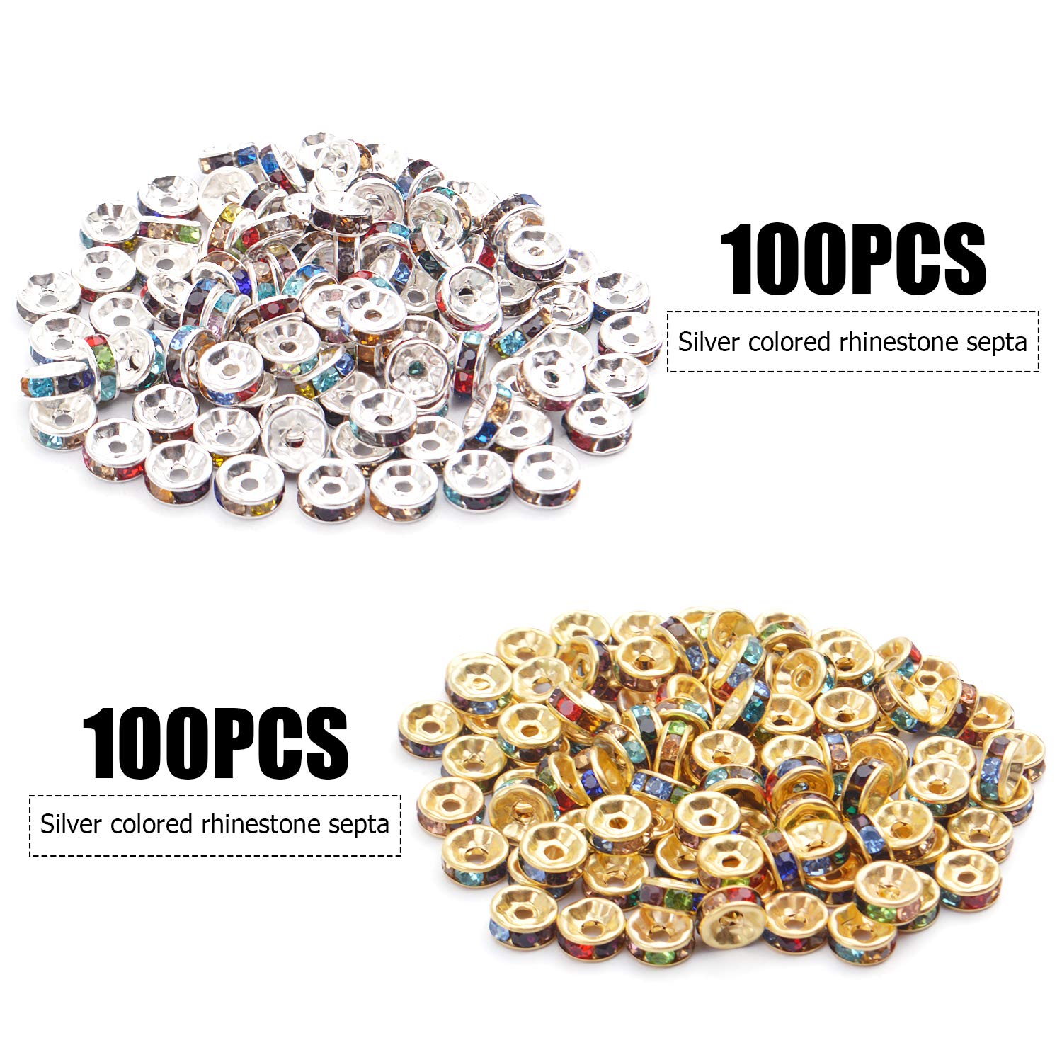 100 Pièces 6/8mm Rondelle Disque 316 Perles D'espacement En Cristal En Acier Inoxydable Avec Strass Pour La Fabrication De Bijoux Bracelet à Bricoler Soi-même