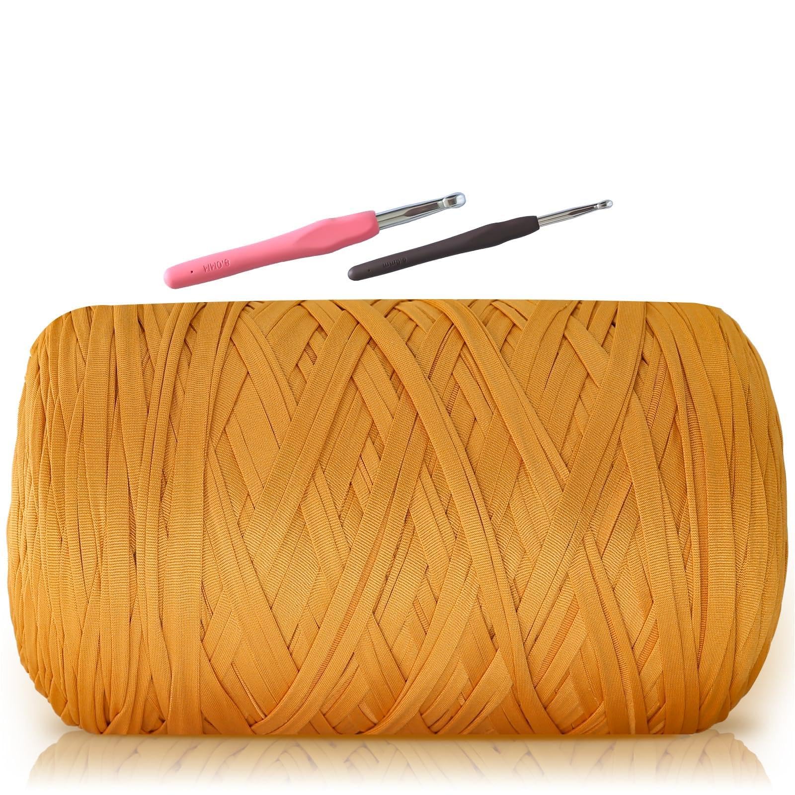 SIMEIQI T-Shirt Yarn 1000g, Soft Elastic Chunky Yarn Turmeric