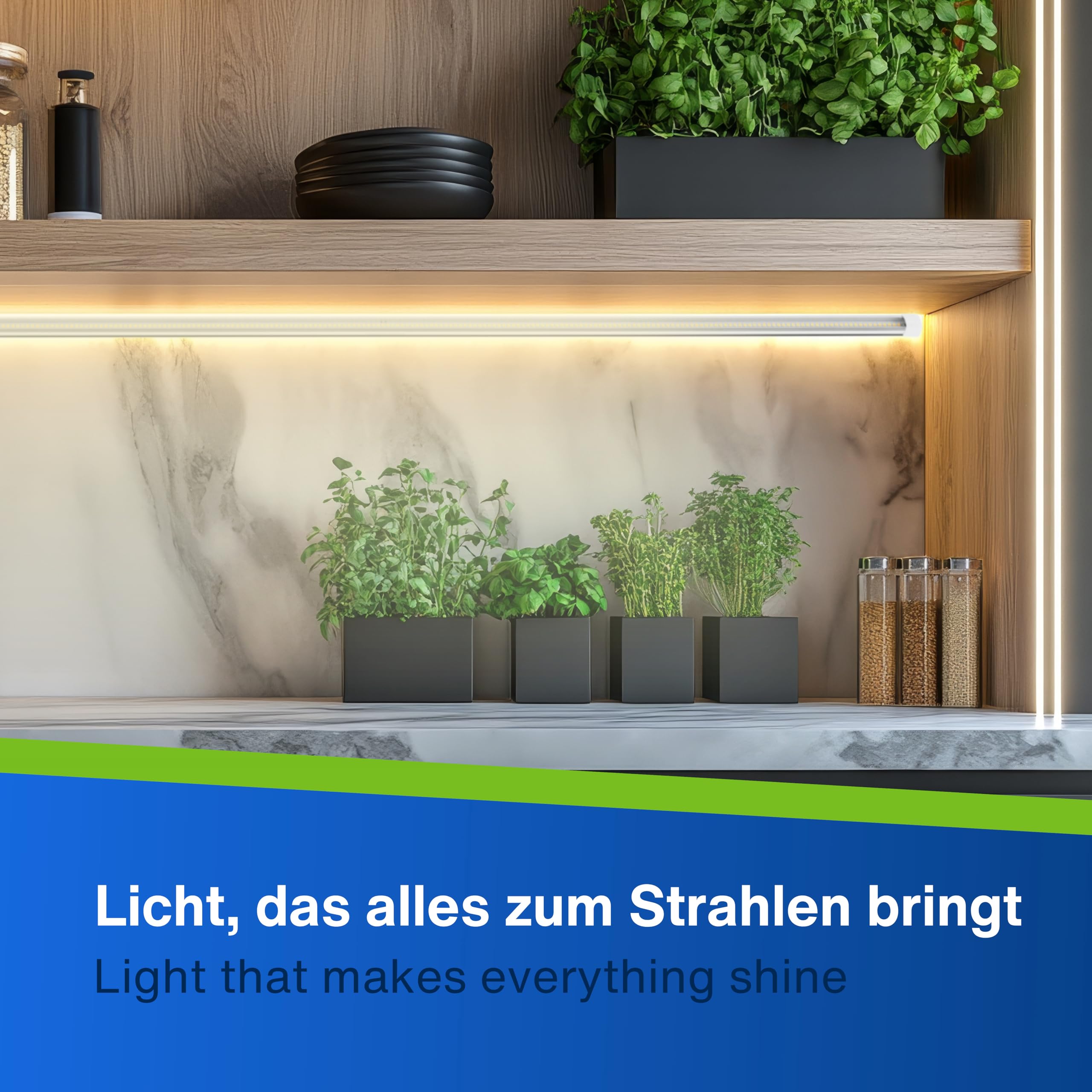 REV - LED Unterbauleuchte XS mit Sensor, 25.000h, Lampe 15W, 1800lm, 1000 x 20 x 15 mm, silber