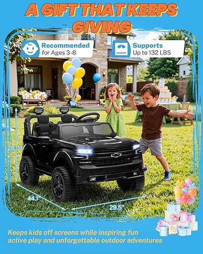 Miniatura 8 de ENYOPRO - Juguetes de paseo de 24 V para niños grandes, auto con licencia Chevy Silverado LT Trail Boss de 2 plazas para niños, automóvil eléctrico