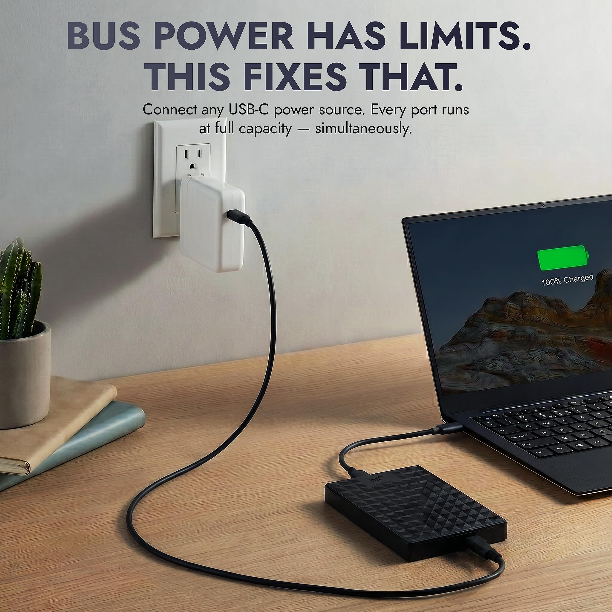 ModusTech Nexus - Disco duro externo portátil de 1 TB con estación de acoplamiento integrada, concentrador USB 3.1 5 en 1, USB 3.1 de 10 Gbps, SD y MicroSD, alimentado por bus, compatible con MacBook