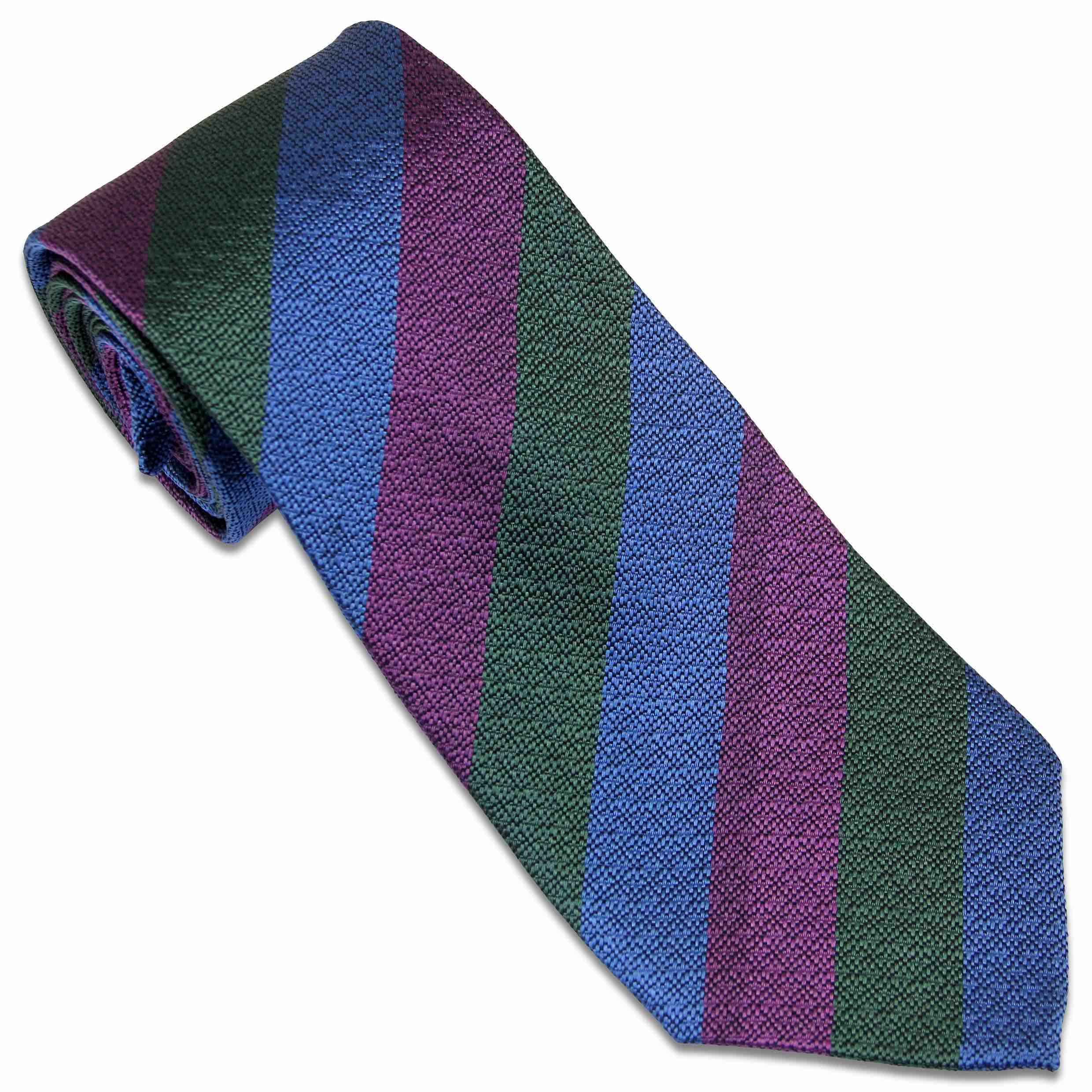The Regimental Shop Men's Blue/Green/Purple Royal Regit Of Scotland Silk Non Crease Regital Tie