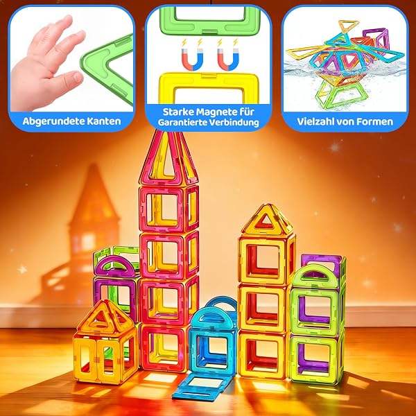 WOOBLO Magnetische Bausteine für Kinder, 136 Teile Magnetspiel Magnetbausteine Bausatz, Ostern Geschenke Kinder, Montessori Spielzeug ab 3 Jahre, Kreatives Lernspielzeug Geschenk für Jungen & Mädchen - 5