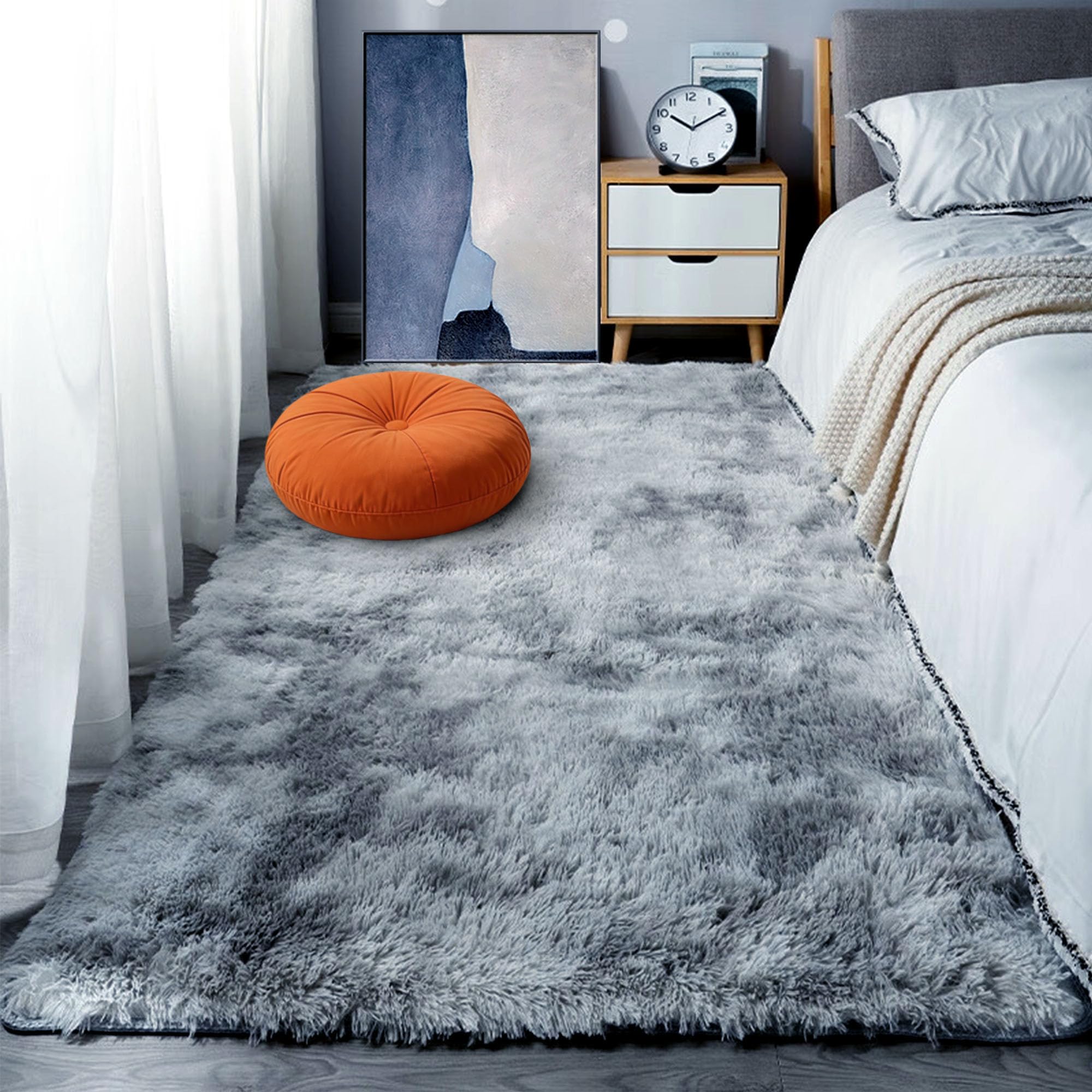 Tapis de salon 90x280 cm lavable gris clair pour chambre