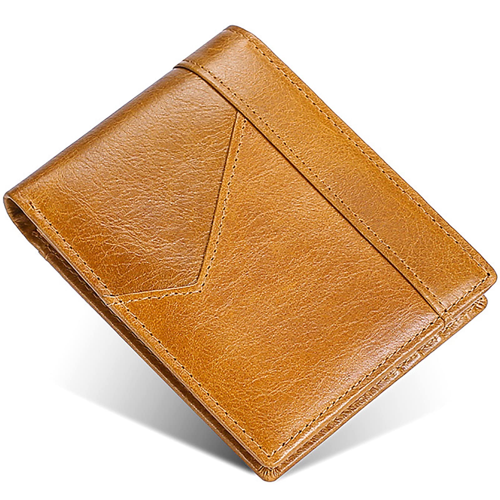 Portafogli, Portafoglio da Uomo con Blocco, 2 Scomparti for Banconote, 1 Finestra for Documenti d'identità, Porta Carte di Credito in Pelle(Unique Colour)