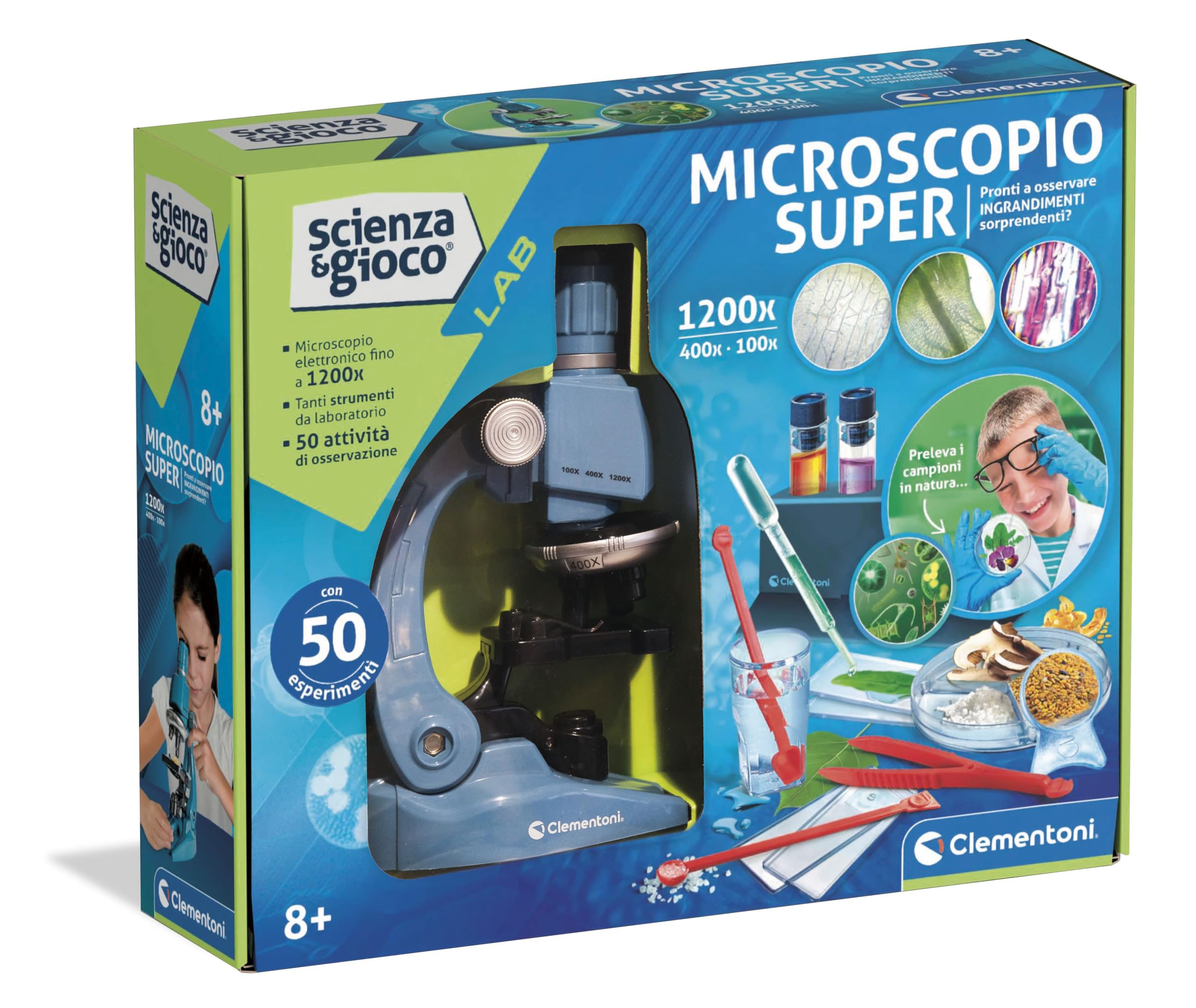 Clementoni Scienza E Gioco Lab - Microscopio Super, Kit Scientifico Bambini 8 Anni, Laboratorio