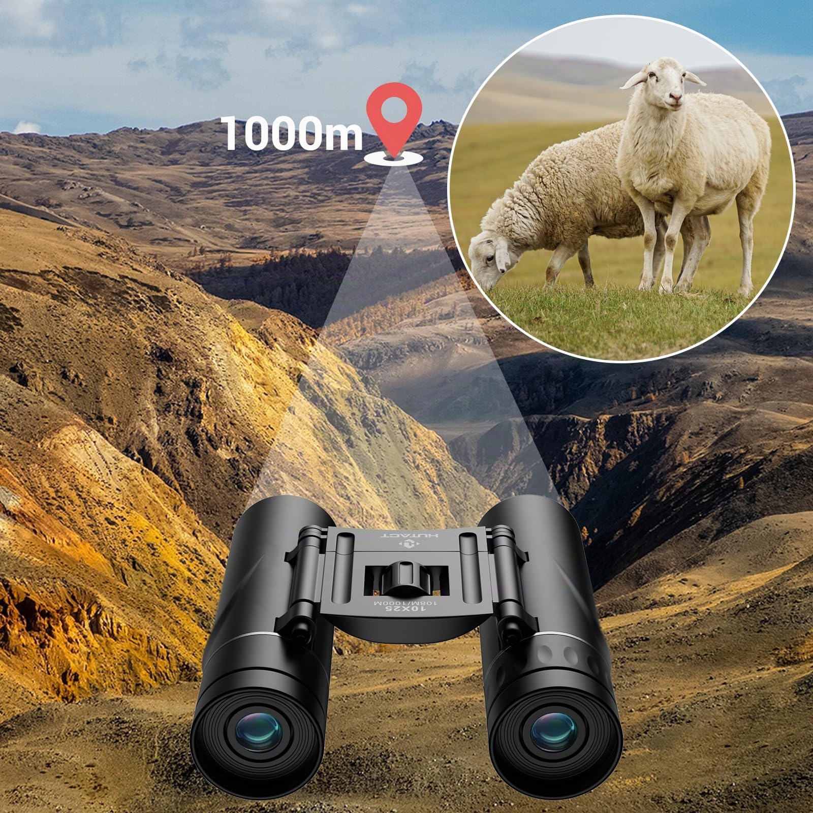 Binocolo Professionale Compatto Binocolo 10x25 per Adulti e Bambini per Birdwatching, viaggio trekking Teatro e Concerti, Caccia e Giochi Sportivi