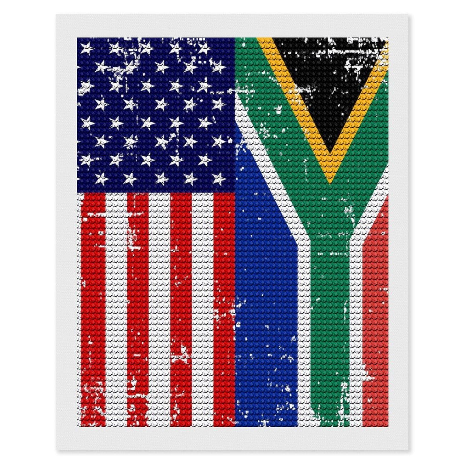 Nclqvjxzkhw Style Am-Ericans South African Flag Diamond Art Painting For Adult Round Diamonds Pictures Arts Crafts Home Wall Decor 16"X20"