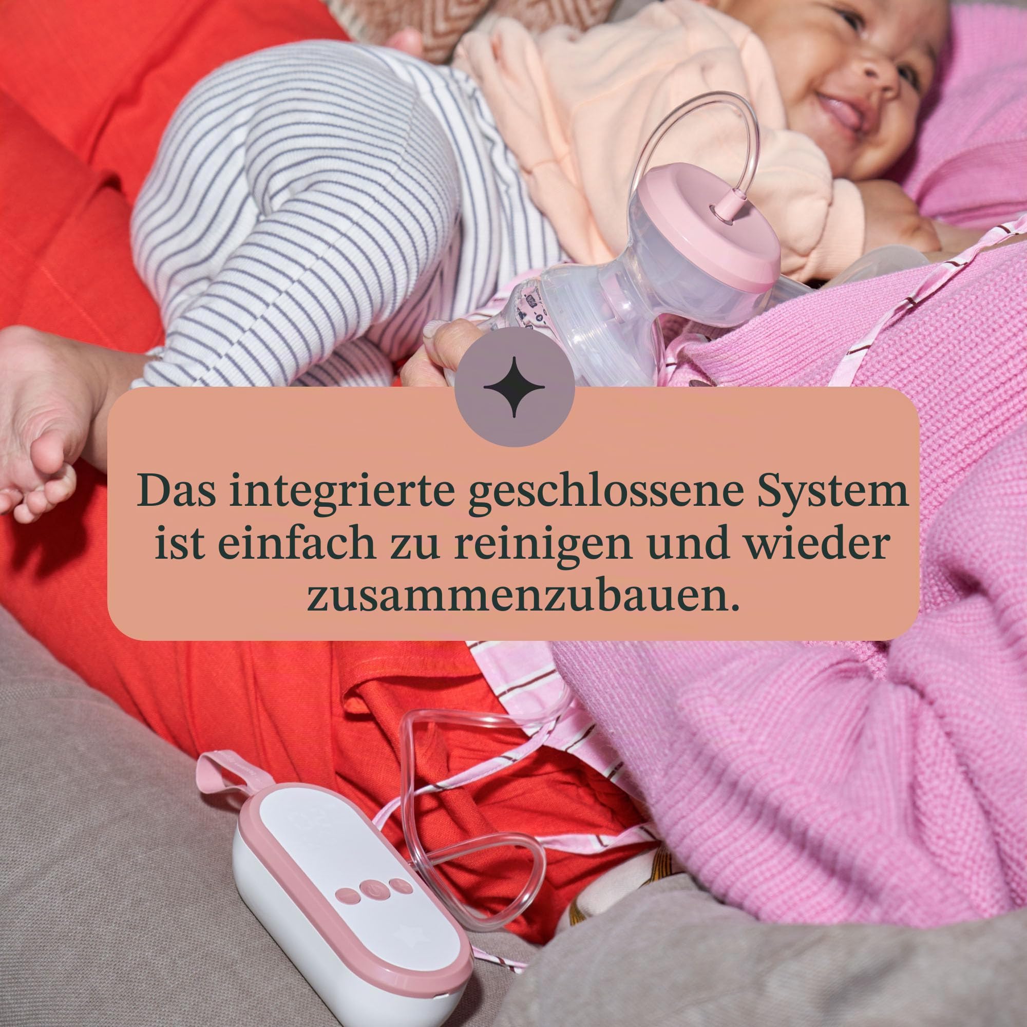 Tommee Tippee Made for Me Elektrische Einzel-Milchpumpe, Starke Saugkraft, Angenehmer Tragekomfort, wiederaufladbar über USB, leise, tragbar, Express-Modi, samt Babyflaschen
