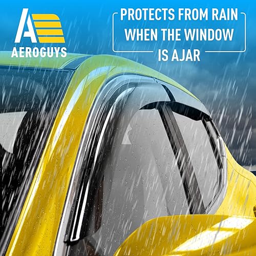 Miniatura 10 de AEROGUYS Deflectores de ventana con cinta extra duraderos, protectores de lluvia aptos para Dodge Ram 1500 2019-2023 Crew Cab, borde cromado,