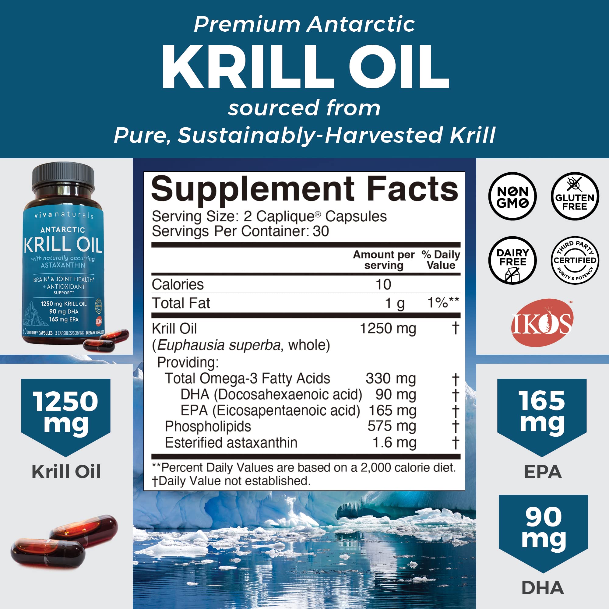 Buy Viva Naturals Antarctic Krill Oil DHA Supplements with Omega 3