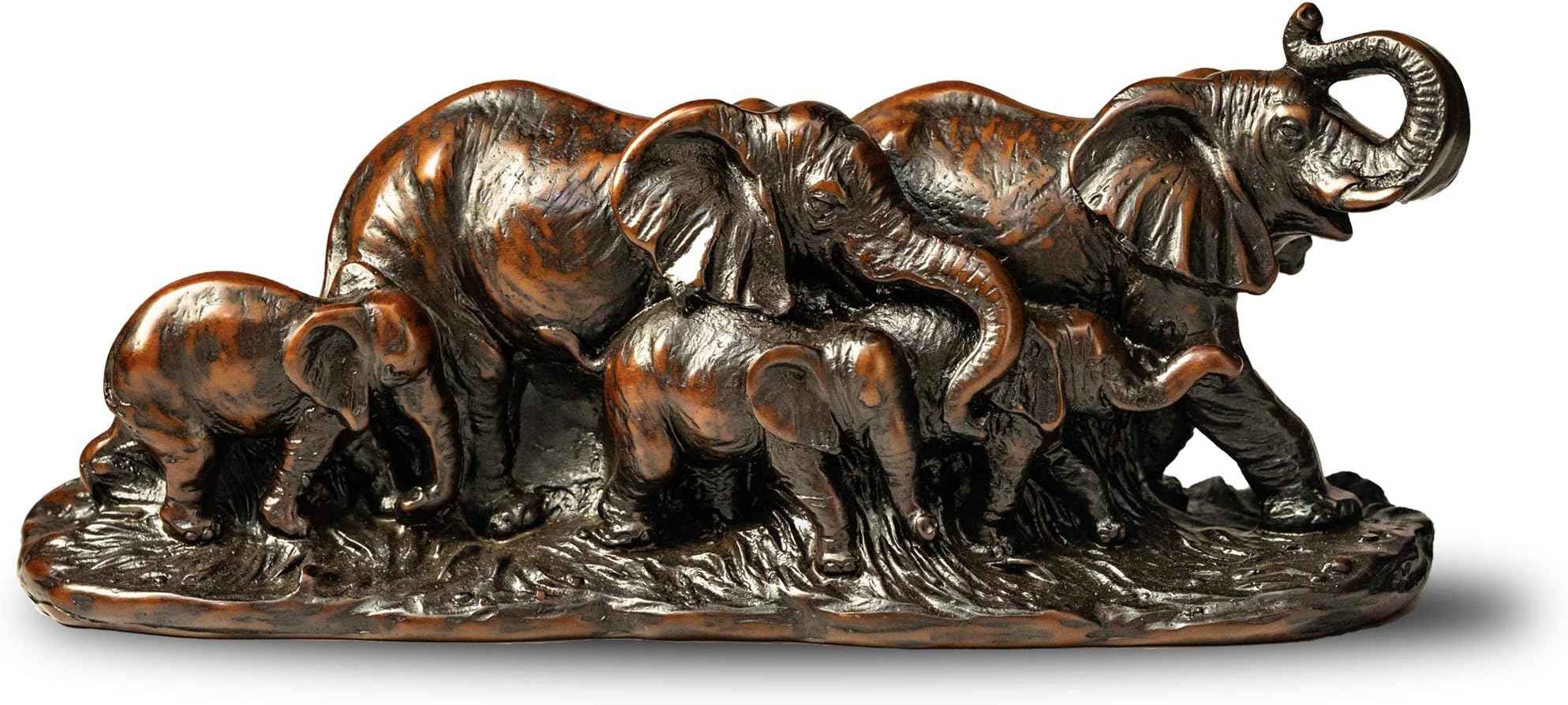 IYARA CRAFT Resin Elephant Family Statue - Decorative Herd with Babies with Beautful Polished Bronze Appearance, Realistic Detail. Elegant Feng Shui Decor for Living Room, Office