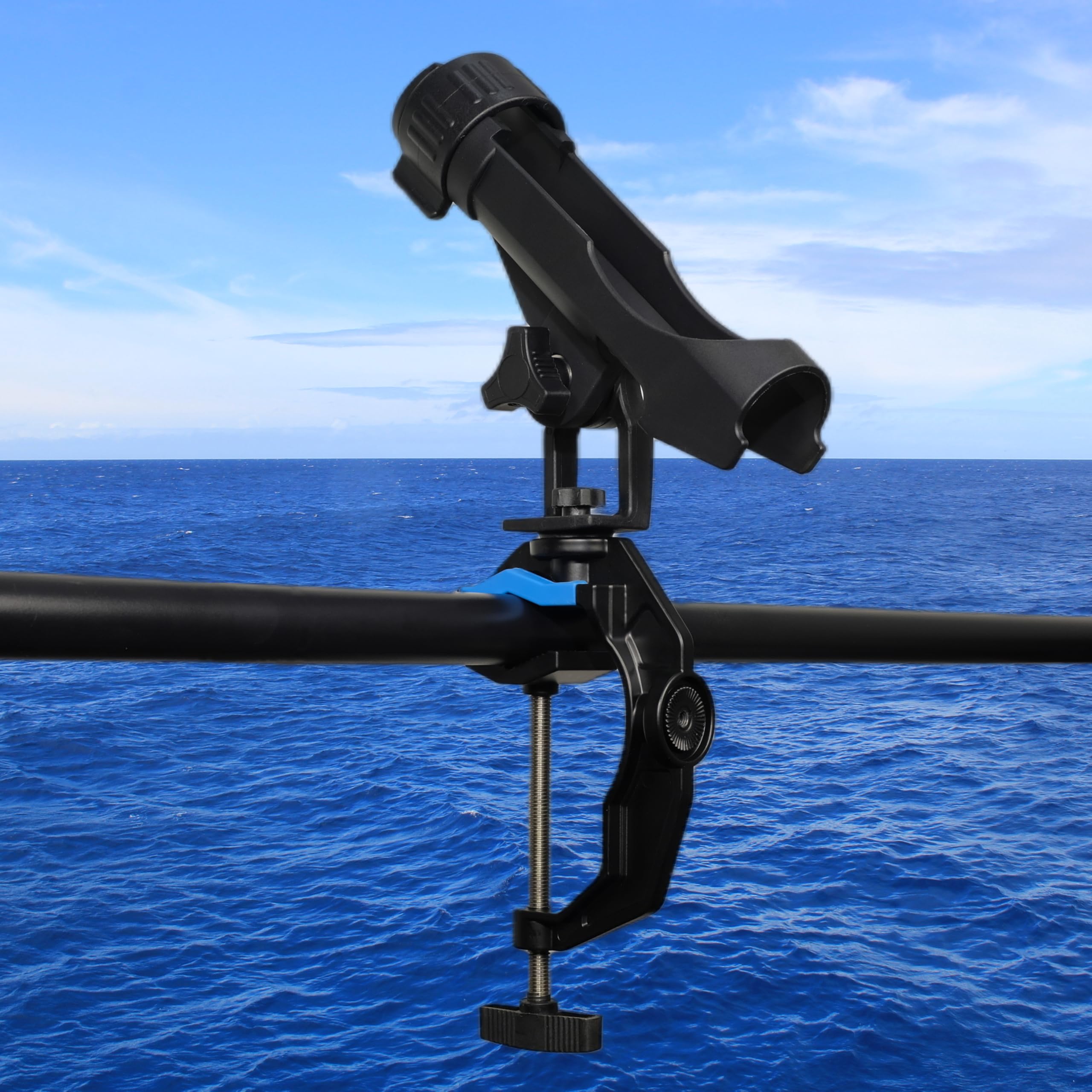 Supports de canne à pêche pour bateau, support de canne à pêche amélioré avec pince élargie, design innovant en forme de V pour tube rond/carré, cadeau de pêche pour homme