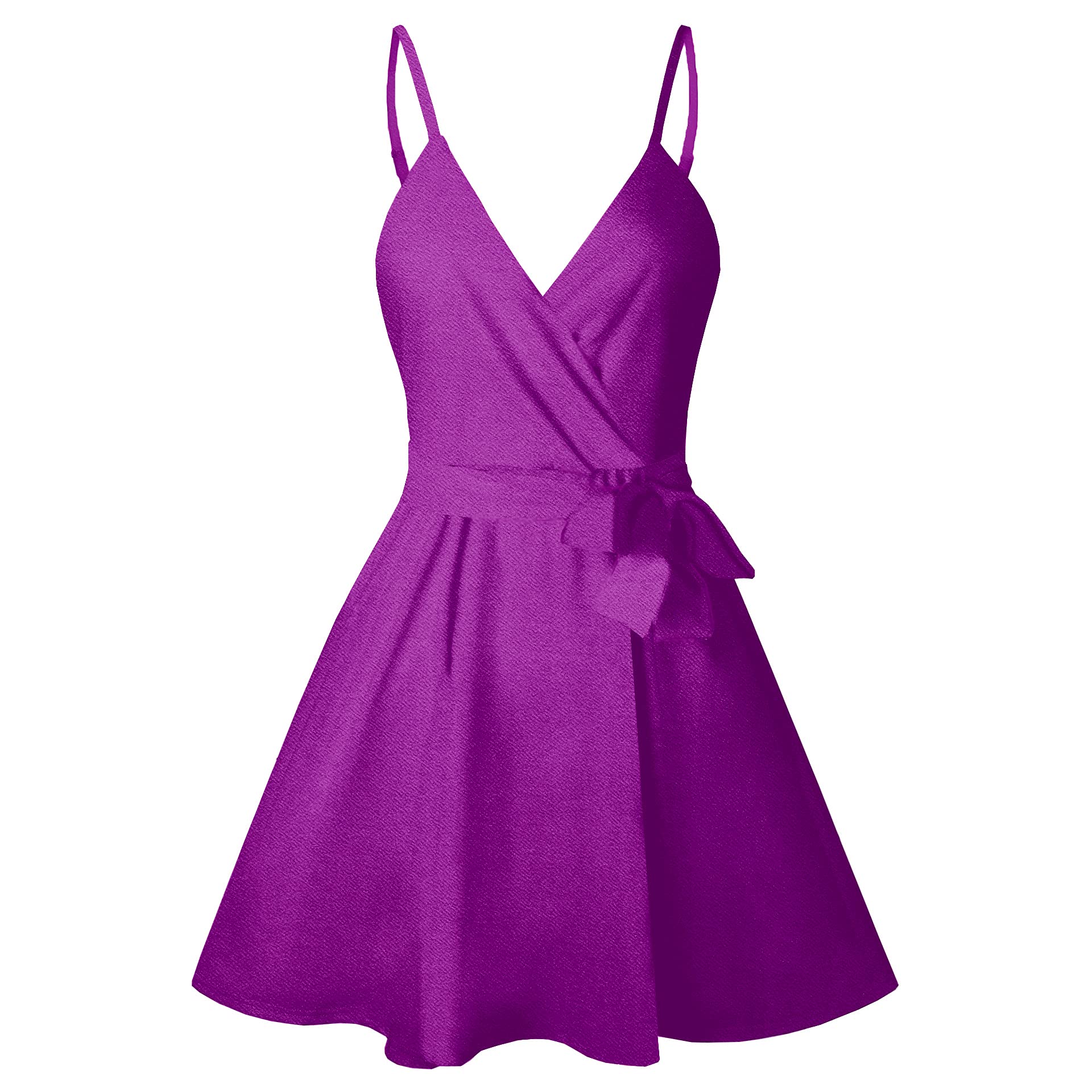 CASURESS Women Dress Summer V Neck Mini Floral Print Swing Dress Sleeveless Spaghetti Strap Skater Dresses with Belt