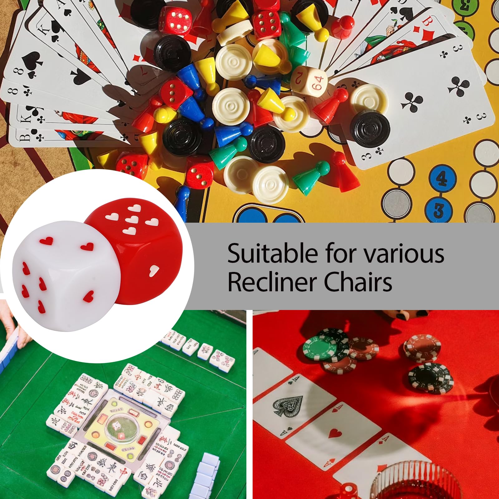 Dadi a cuore, 5 paia 25mm di metodo di gioco multiplo in plastica bianca rossa Gioco portatile alla moda D6 Set di oggetti di scena a sei facce
