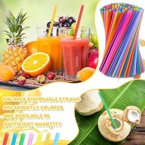 Miniatura 3 de Eaasty 3000 pajitas de plástico desechables coloridas a granel, 0.24 pulgadas de diámetro y 7.87 pulgadas de largo, pajitas de plástico desechables