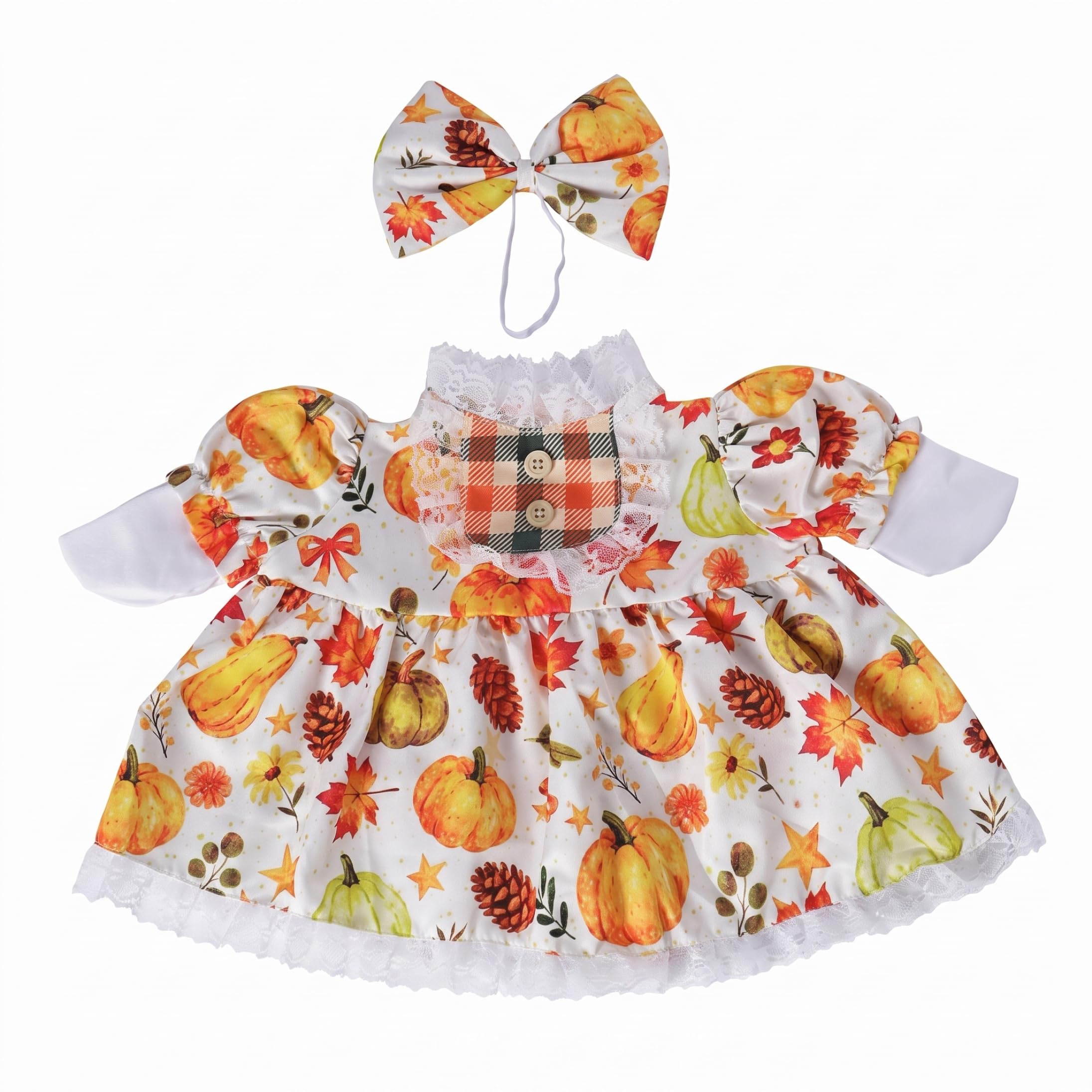 Yeaxxsqy 23 Inch Autumn Goose Outfit, Pumpkin Harvest Bow