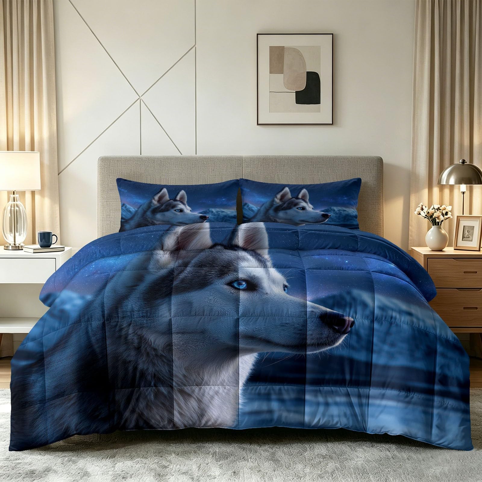 Edredón sin funda de edredón azul de 3 piezas para cama doble de 7,5 tog lavable