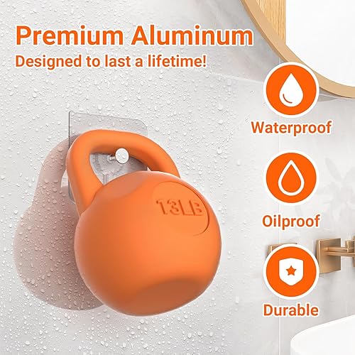 Miniatura 3 de Paquete de 20 ganchos adhesivos de pared, carga máxima de 13 libras, ganchos sin nials, impermeables, a prueba de aceite, sin daños, para toallas de