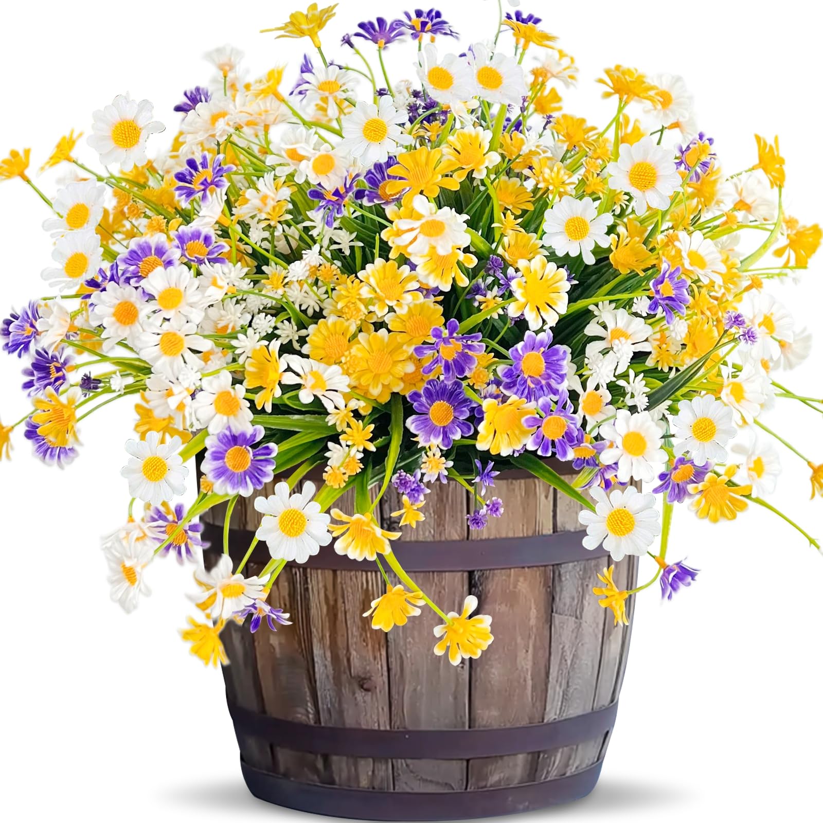 Fleurs artificielles de jardin plastique marguerites resistant UV decoration exterieur interieur