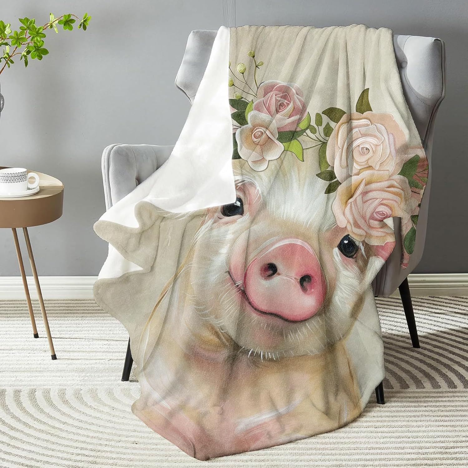 for Funny Pig Plush Flannel Blanket Soft, Comfy & Lightweight Warm, Fuzzy, Throw Blanket for Couch, Bedroom, Travel, Outdoor Cozy Home Decor 50in×60in - Image 2