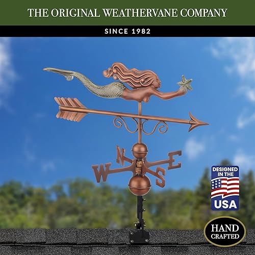 Miniatura 2 de Good Directions 1978GRN Veleta de la Sirenita, pátina acabada a mano de cobre puro