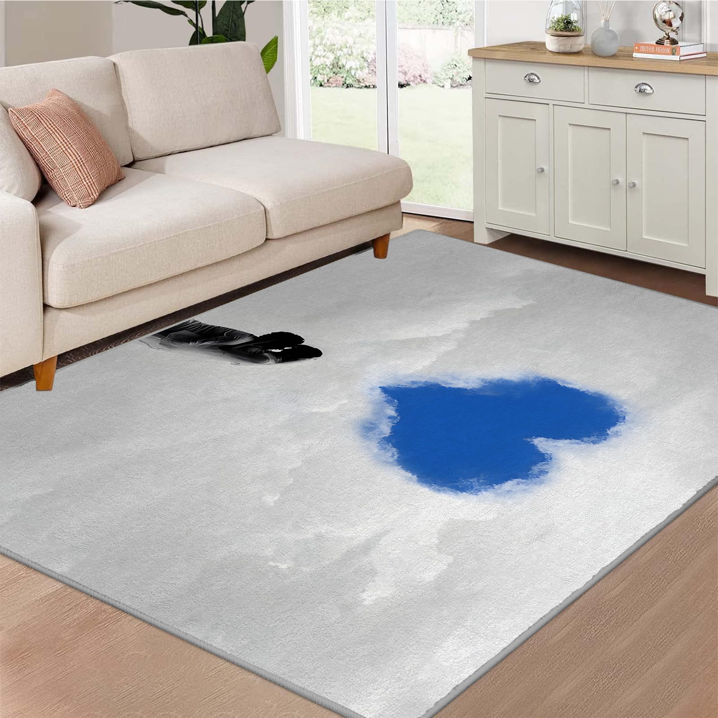 Tappeto Camera da Letto Nuvole Bianche Forma Di Cuore 120x170 Pelo Corto Morbidi, Tappeti Salotto San Valentino Lavabile Lavatrice, Tappeto Scendiletto per Cameretta Ragazza Stanza