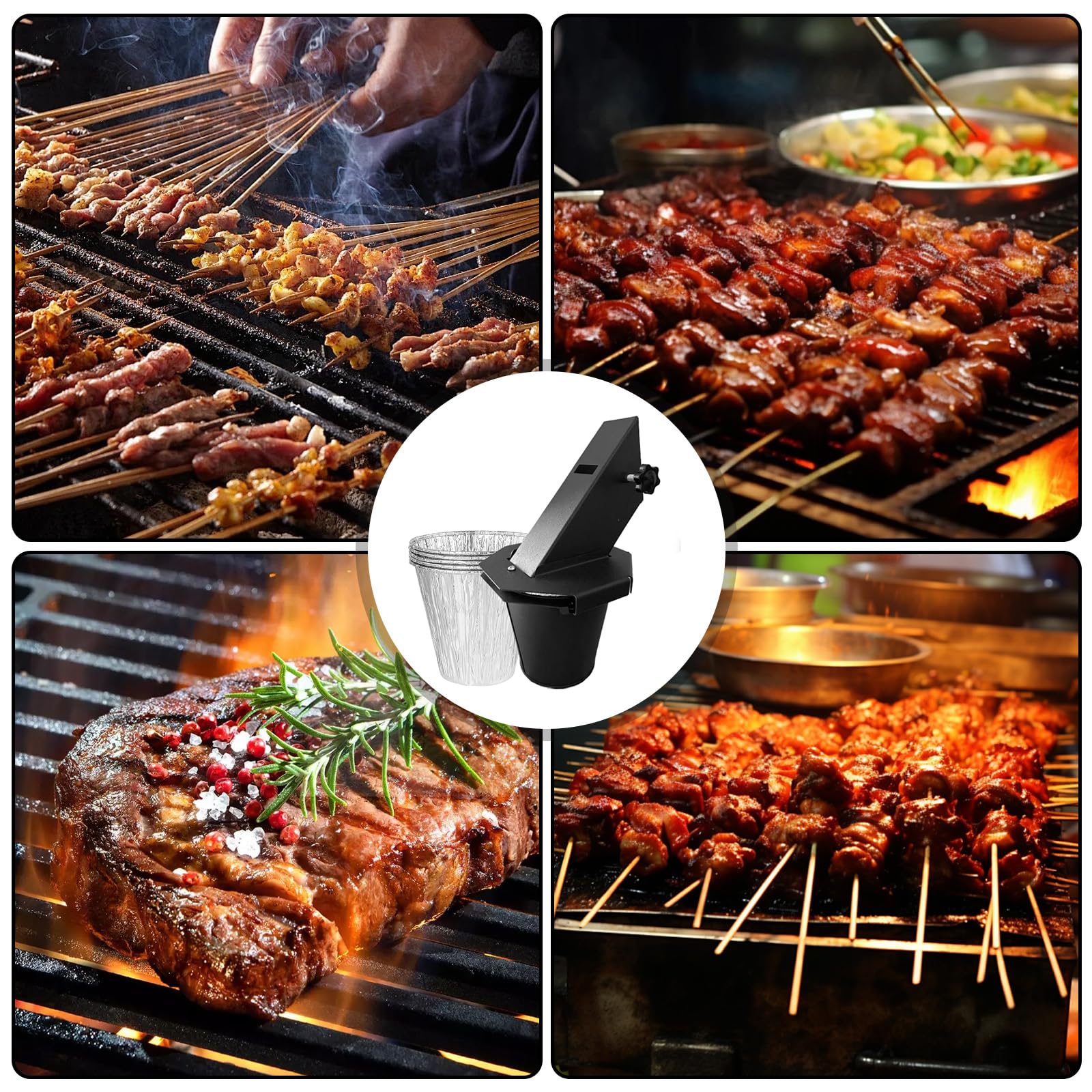 Seau d'égouttage jetable de grande capacité avec doublure en aluminium pour barbecue et pique-nique avec entonnoir