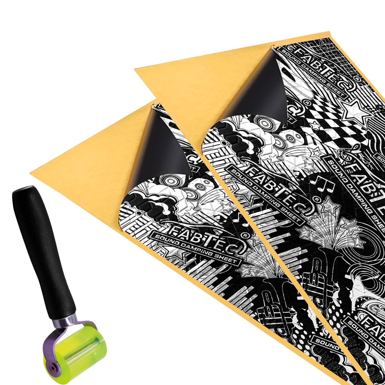 FABTEC Sound Deadening Car Damping Sheets – 32"x18", 3.0mm Thick | Heat & Noise Insulation Mat for Vehicles | High-Performance Silver Soundproofing Material (Set of 2) with Roller-image-6