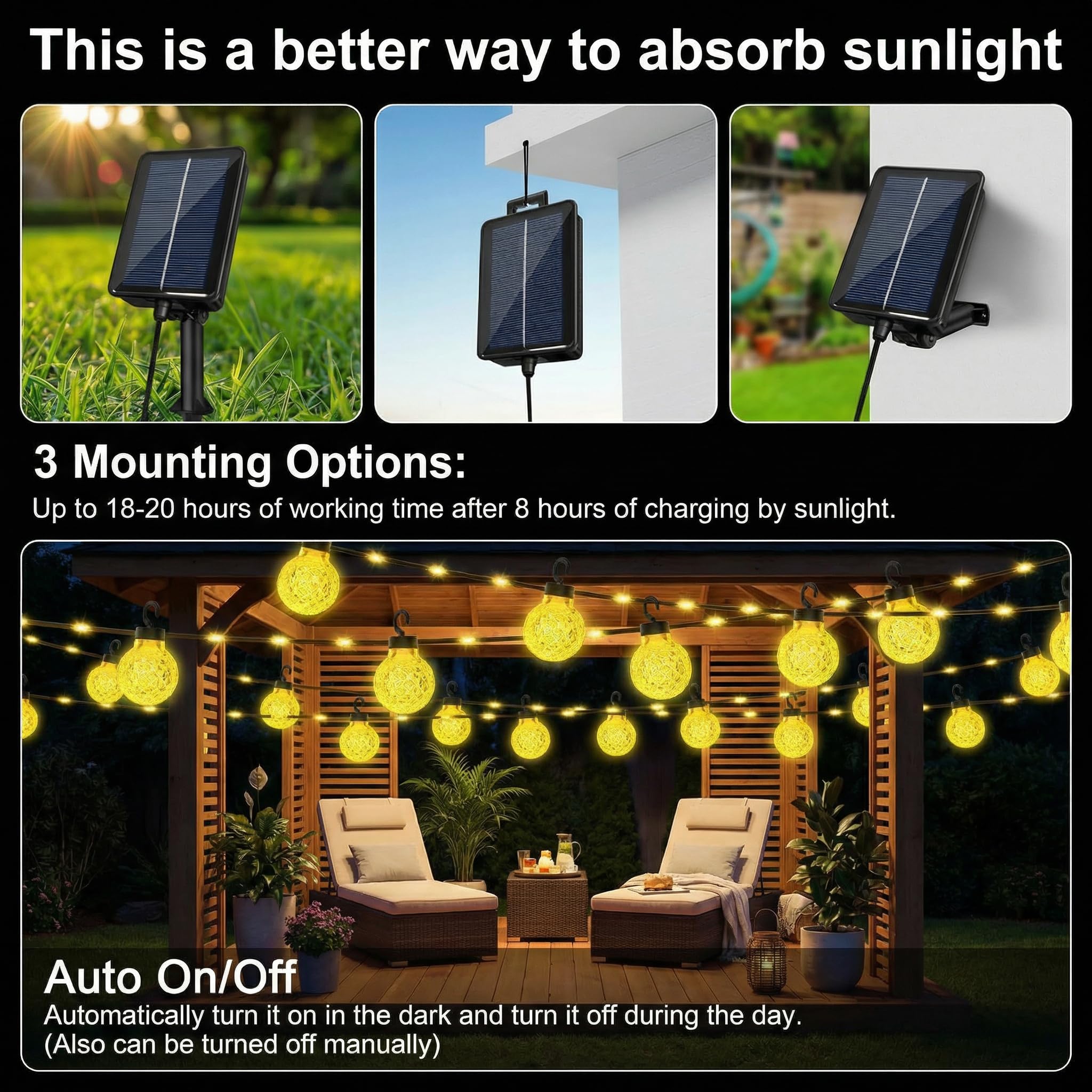 Guirlande lumineuse solaire extérieure, 17M 100 LED avec 25 lampes ananas, 8 modes avec télécommande, étanche IP67, pour extérieur, terrasse, balcon, mariage, fête, jardin, blanc chaud - 5