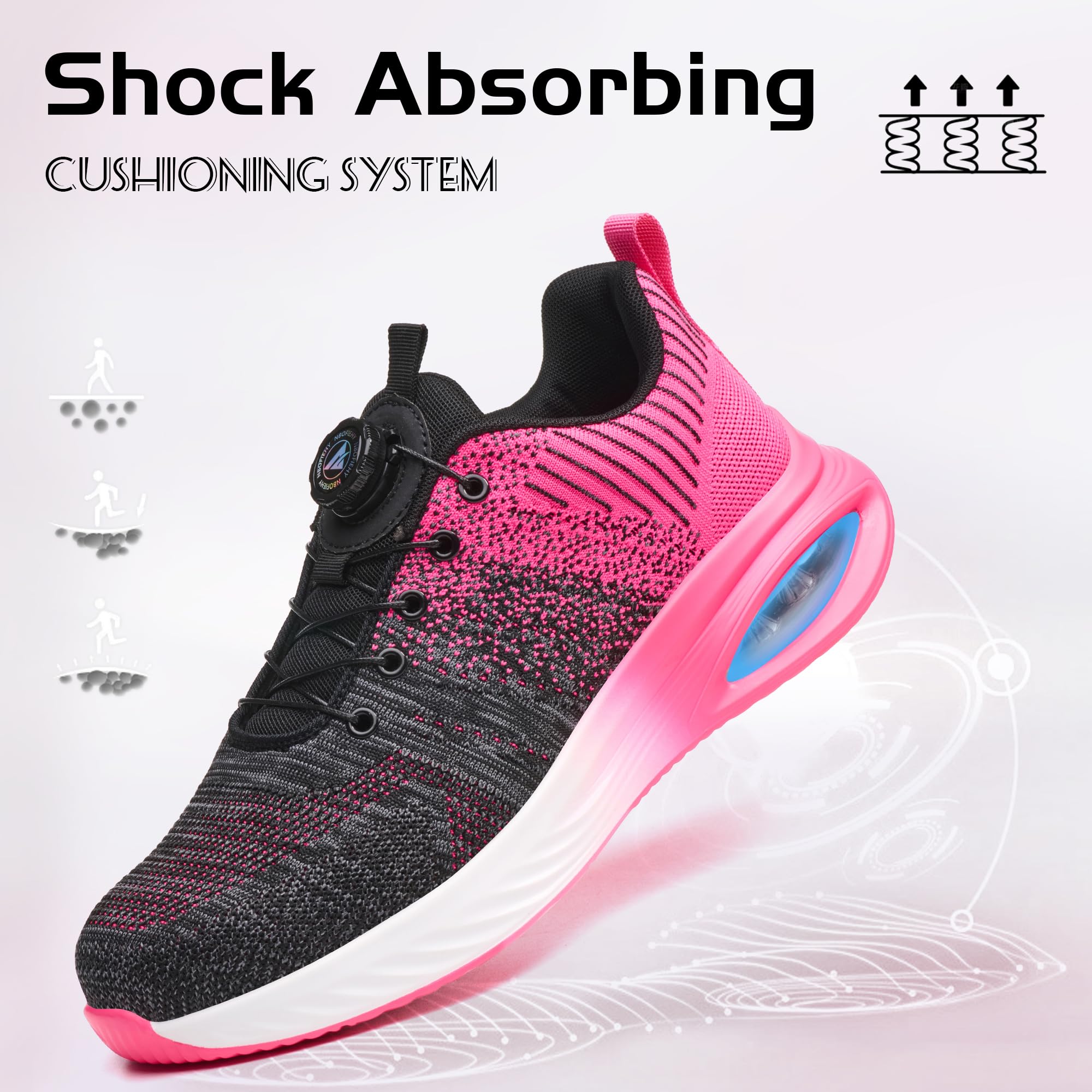 Sicherheitsschuhe Herren Damen Leicht Sportliche Arbeitsschuhe Atmungsaktiv Stahlkappenschuhe rutschfest Arbeitsschutzschuhe mit Drehknopf