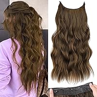 Vista 16 de KooKaStyle - Extensiones de cabello con hilo invisible, diadema transparente, ajustables, 4 clips fijadores, cabello largo y ondulado de 12