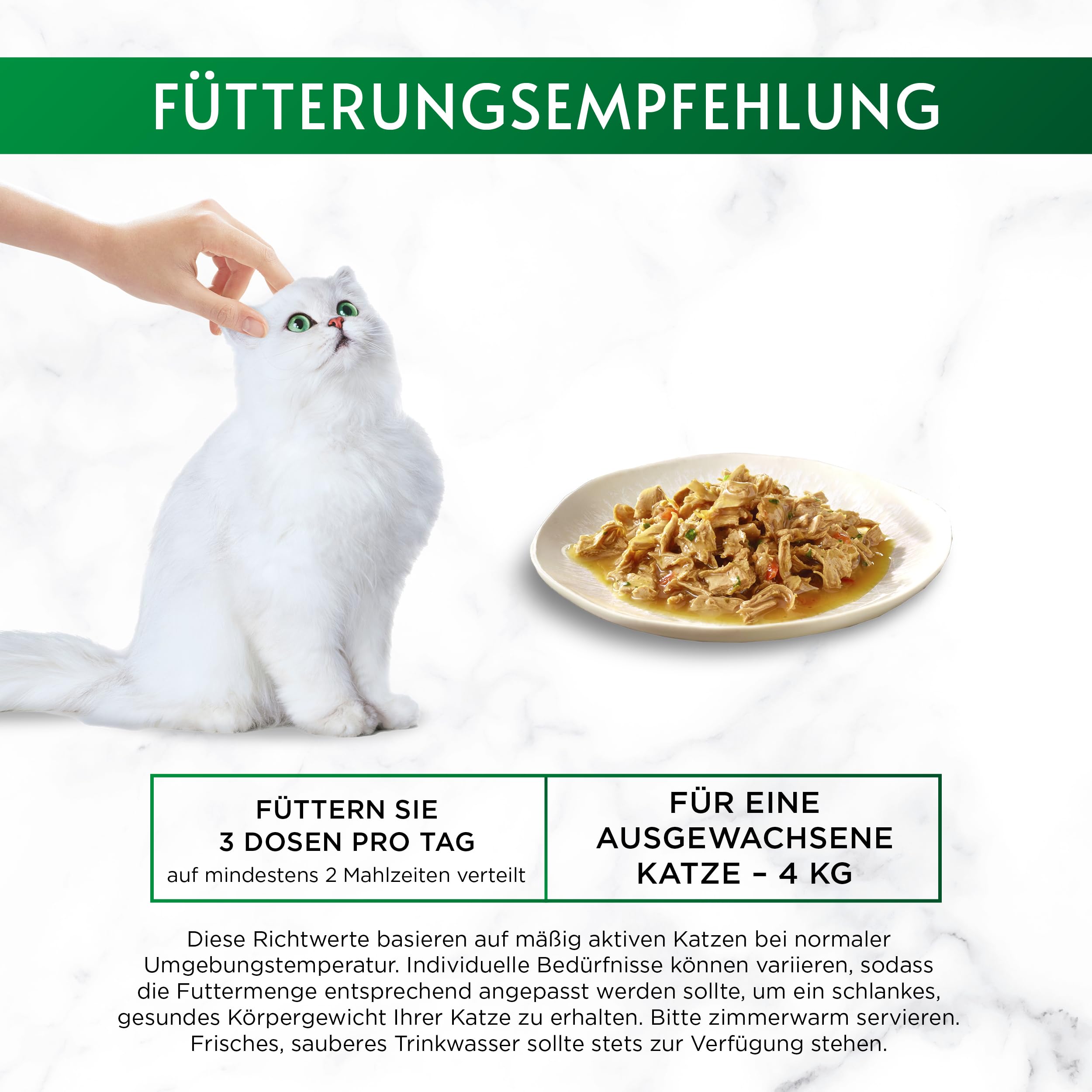 Gourmet Nature's Creations Feine Streifen Katzenfutter nass, reich an Huhn & Truthahn mit Spinat & Gemüse, 12er Pack, 12 x (4x85g)