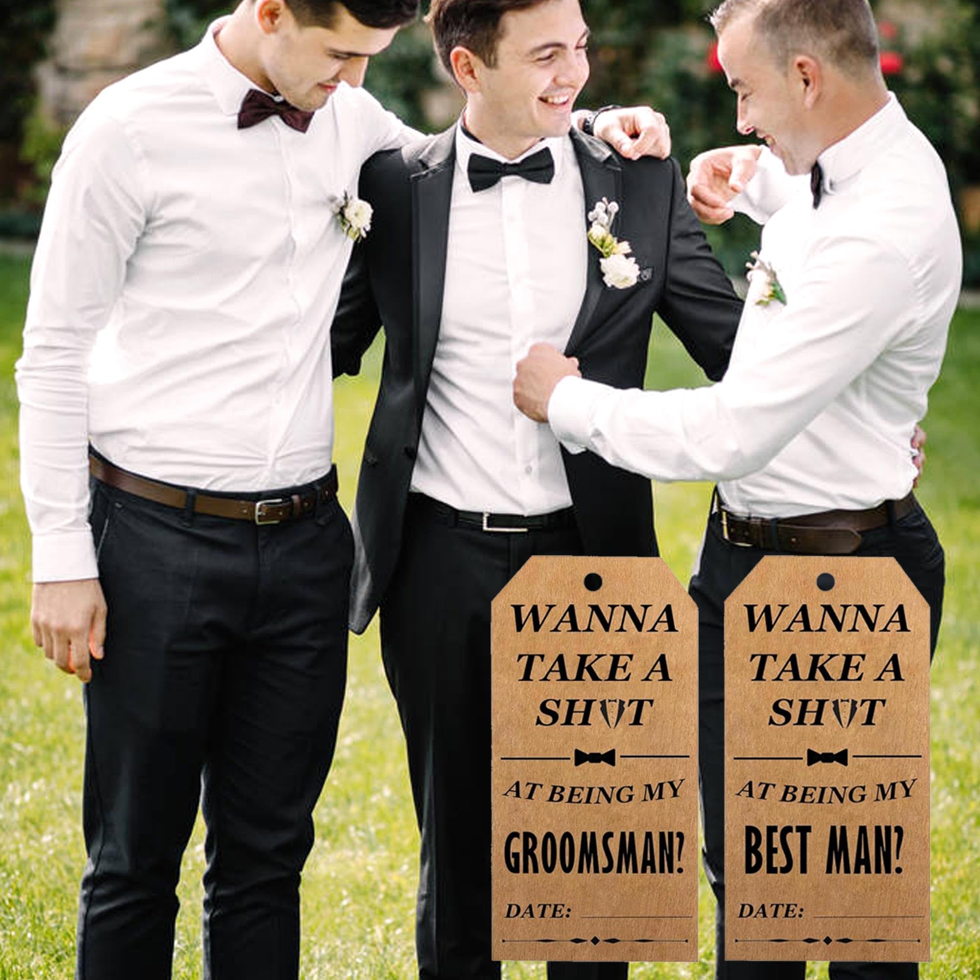 Funny Groomsmen Proposal Cards Set 2pcs Best Man and 8pcs Groomsmen Best Man Cards Bottle Hang Take Shot Tags Groomsmen Proposal Gift Best Man Proposal Gift for Groomsmen Proposal Wedding Supplies - Image 2