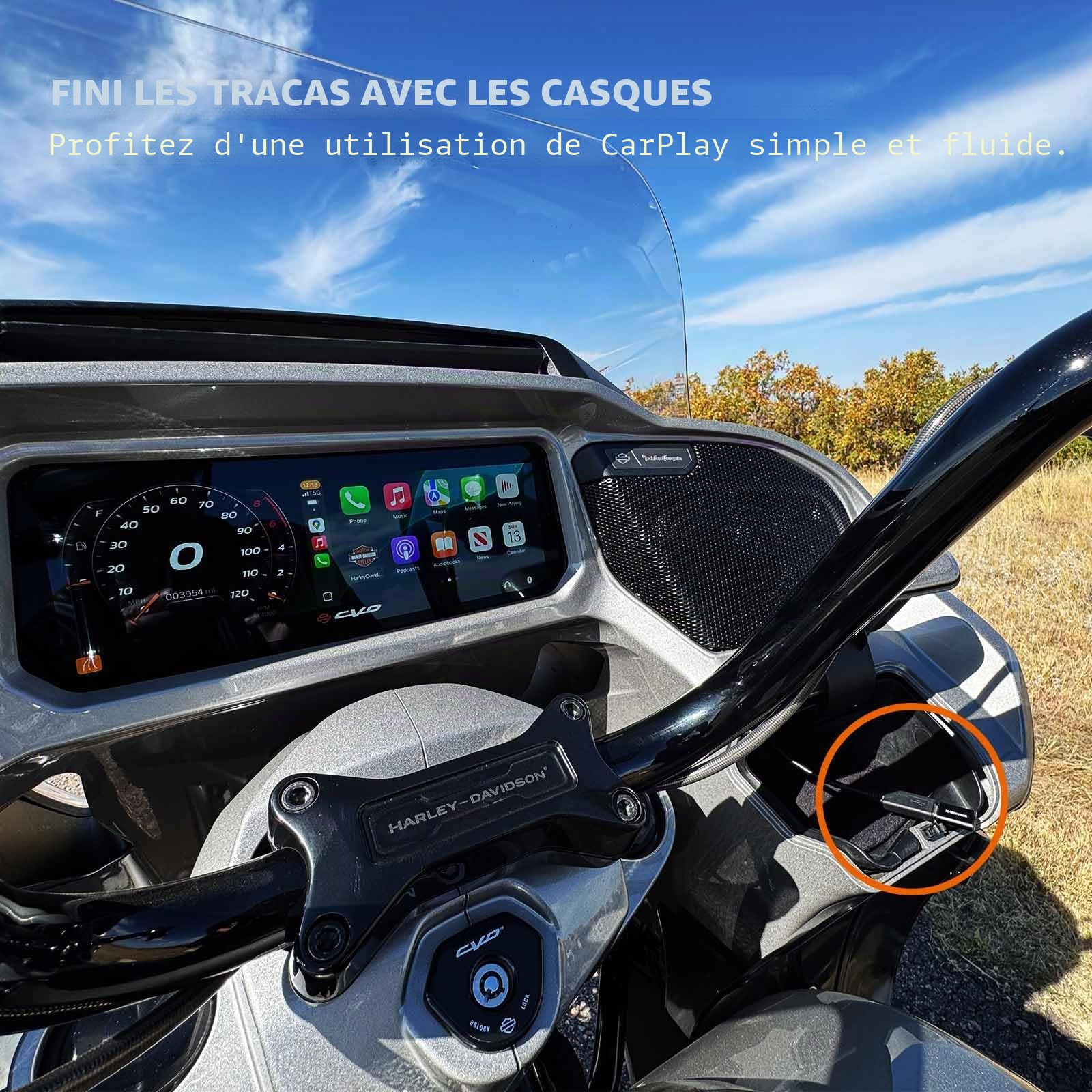 MaedHawk Bypass Moto carplay Bluetooth Adaptateur Casque avec Port de Charge USB - C traversant