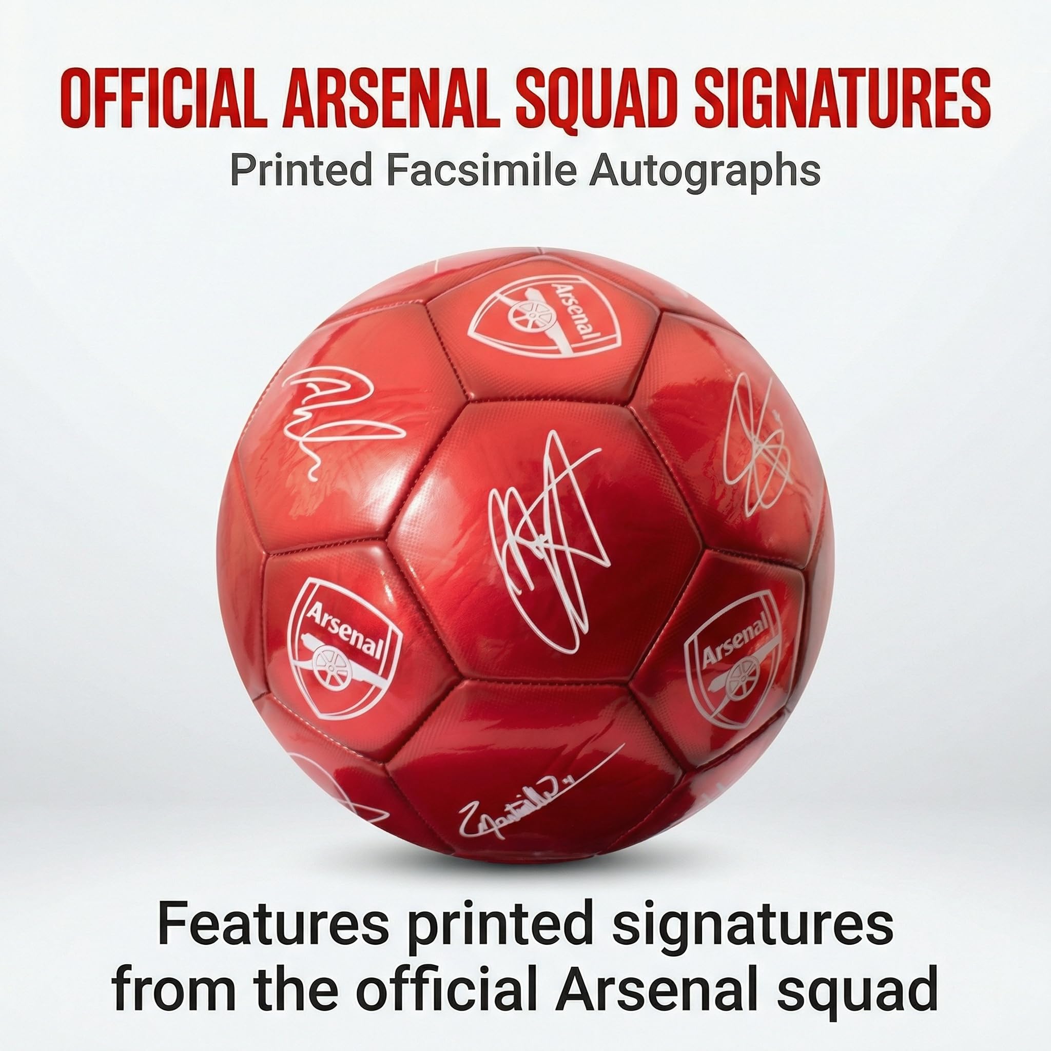 Hy-Pro Oficjalnie licencjonowana piłka nożna Arsenal F.C. Classic Signature, metaliczna, rozmiar 5, strzelcy, trening, mecz, towar, kolekcjonerska dla dzieci i dorosłych, czerwona
