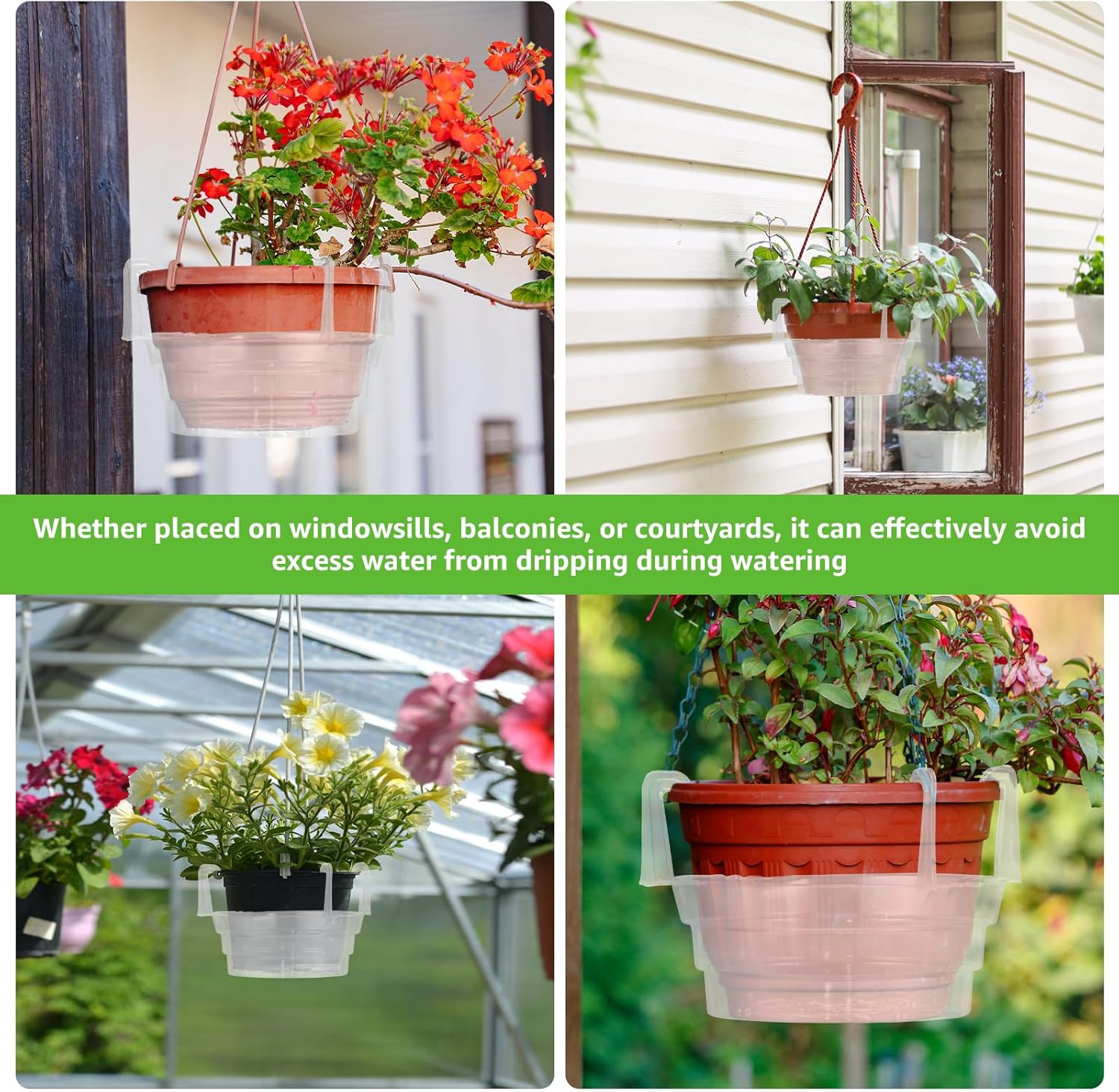 20 Pcs Hanging Basket Water Catcher, Reusable Plant Water Catcher Tray, Clear Plastics Plant Saucers Drip Pans for Hanging Basket Indoor and Outdoor(10 inches)