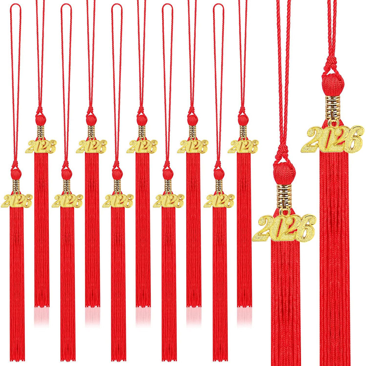 JULMELON 2026 Graduation Tassels, 10Pcs Graduation Cap Tassels 2026 Grad Graduation Tassels for 2026 Graduation Ceremonies Accessories (Red)