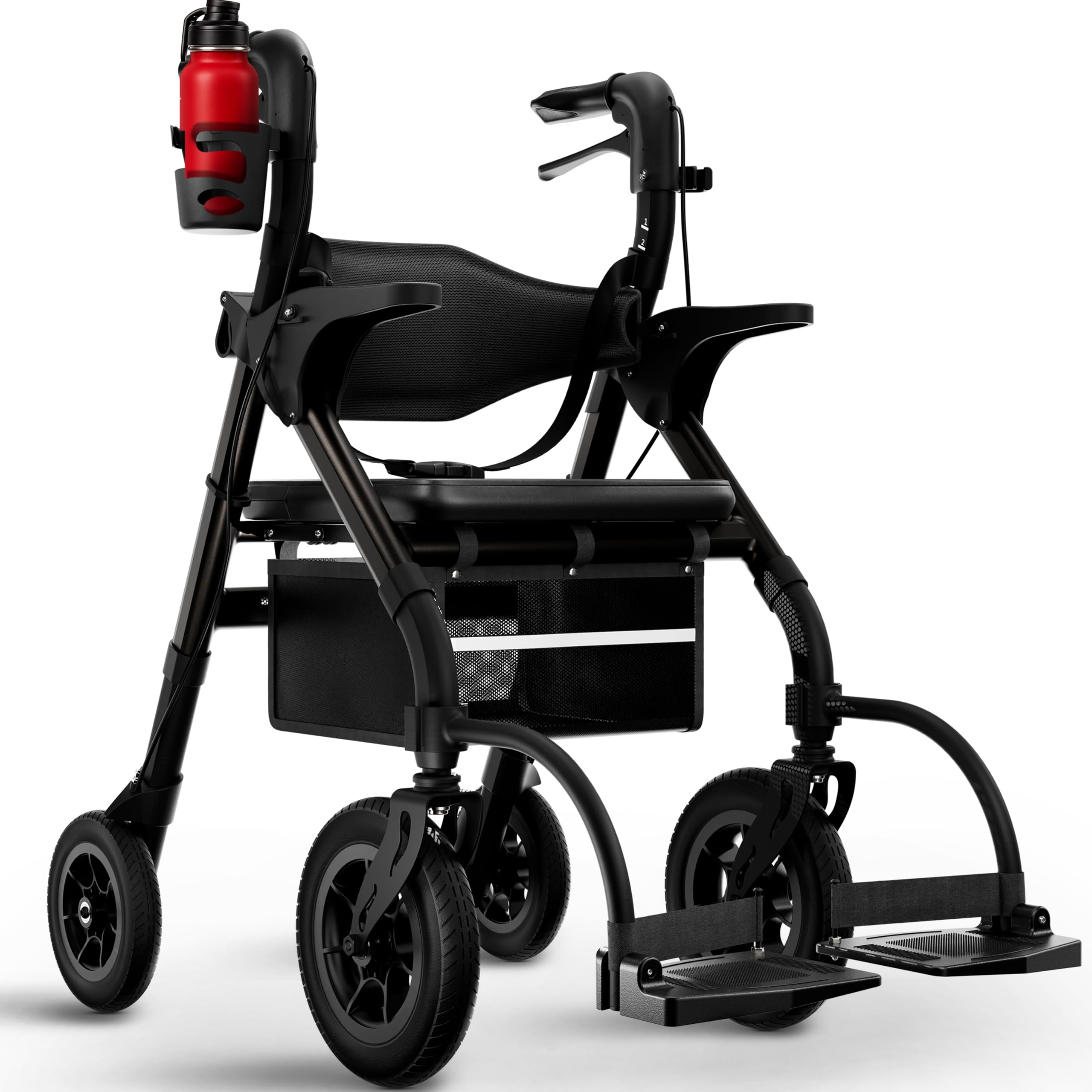 WALCORA 2 in 1 Rollstuhl Rollator Faltbar und Leicht mit Sitz – NEUHEIT 2026 – Gehhilfe für Senioren Outdoor & Indoor Wohnung – Klappbar Gummireifen Leichtgewicht Gehwagen Walker Wheelchair Kaufen