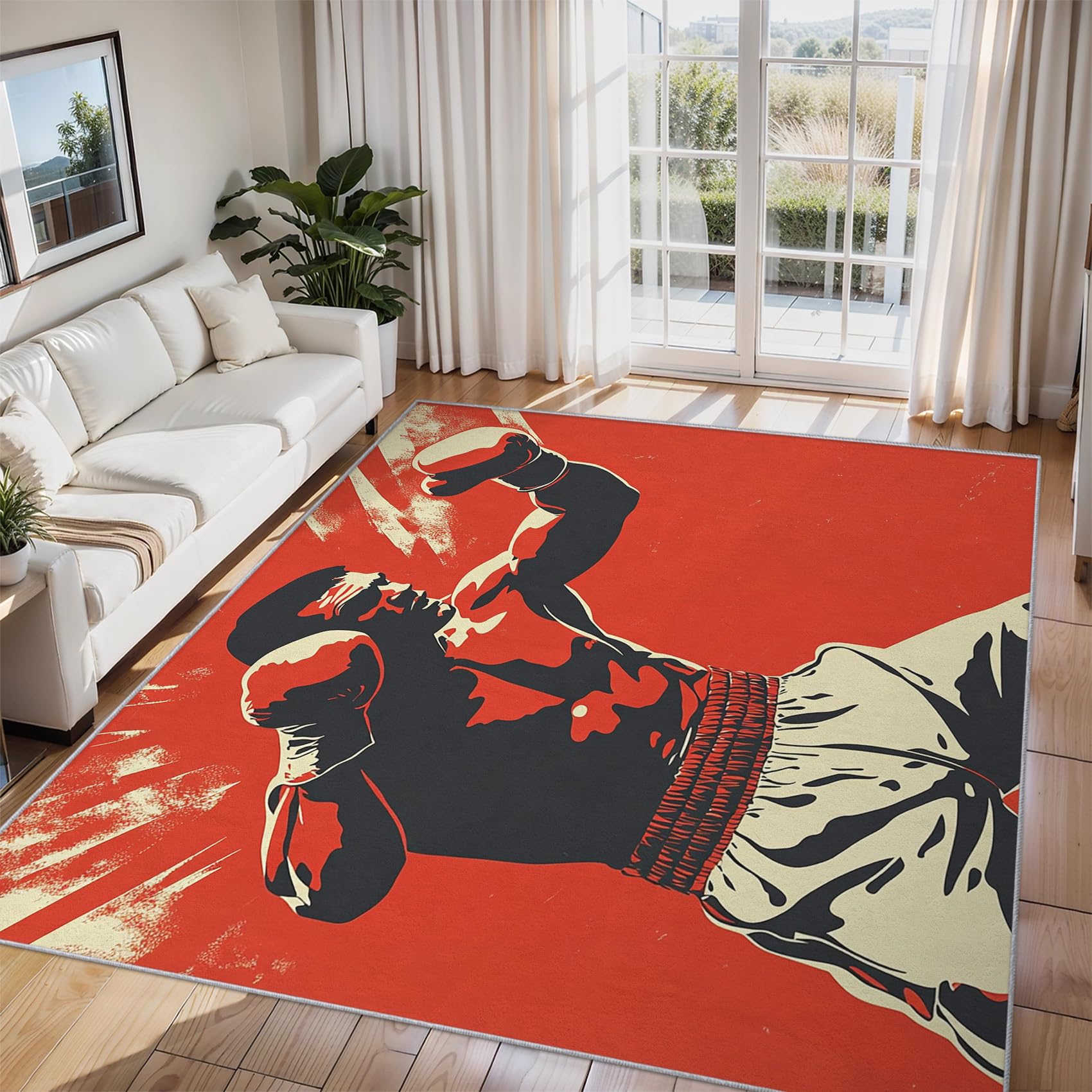 Tapis salon boxe moquette poils courts doux et antidérapant 80 x 150 cm P-&64