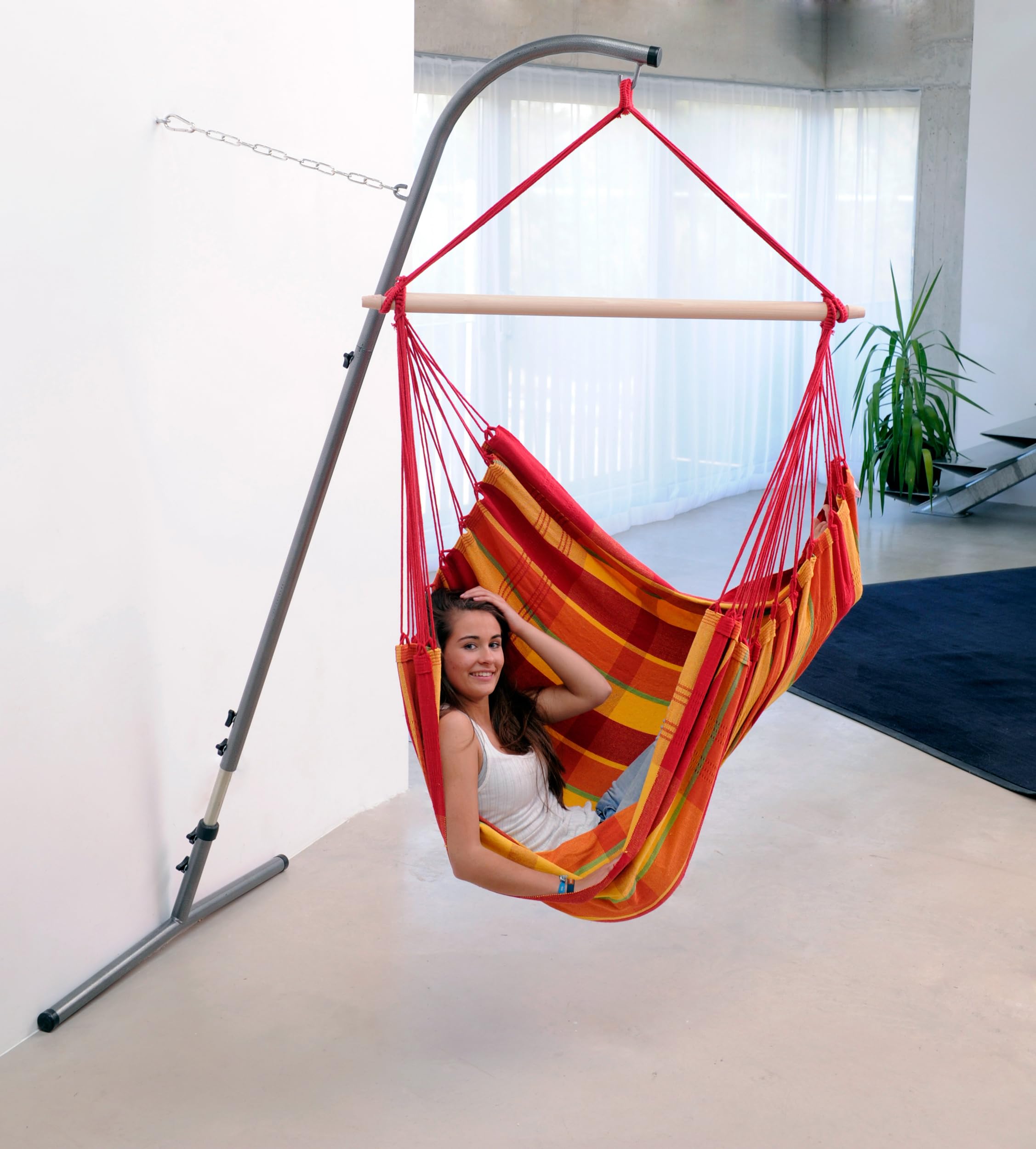 AMAZONAS - XL fotel wiszący Brasil | fotel wiszący bez ramy z dużą powierzchnią do siedzenia, wykonany ręcznie w Brazylii | obciążenie do 150 kg; powierzchnia siedziska 1,6 m x 1,3 m; długość pręta