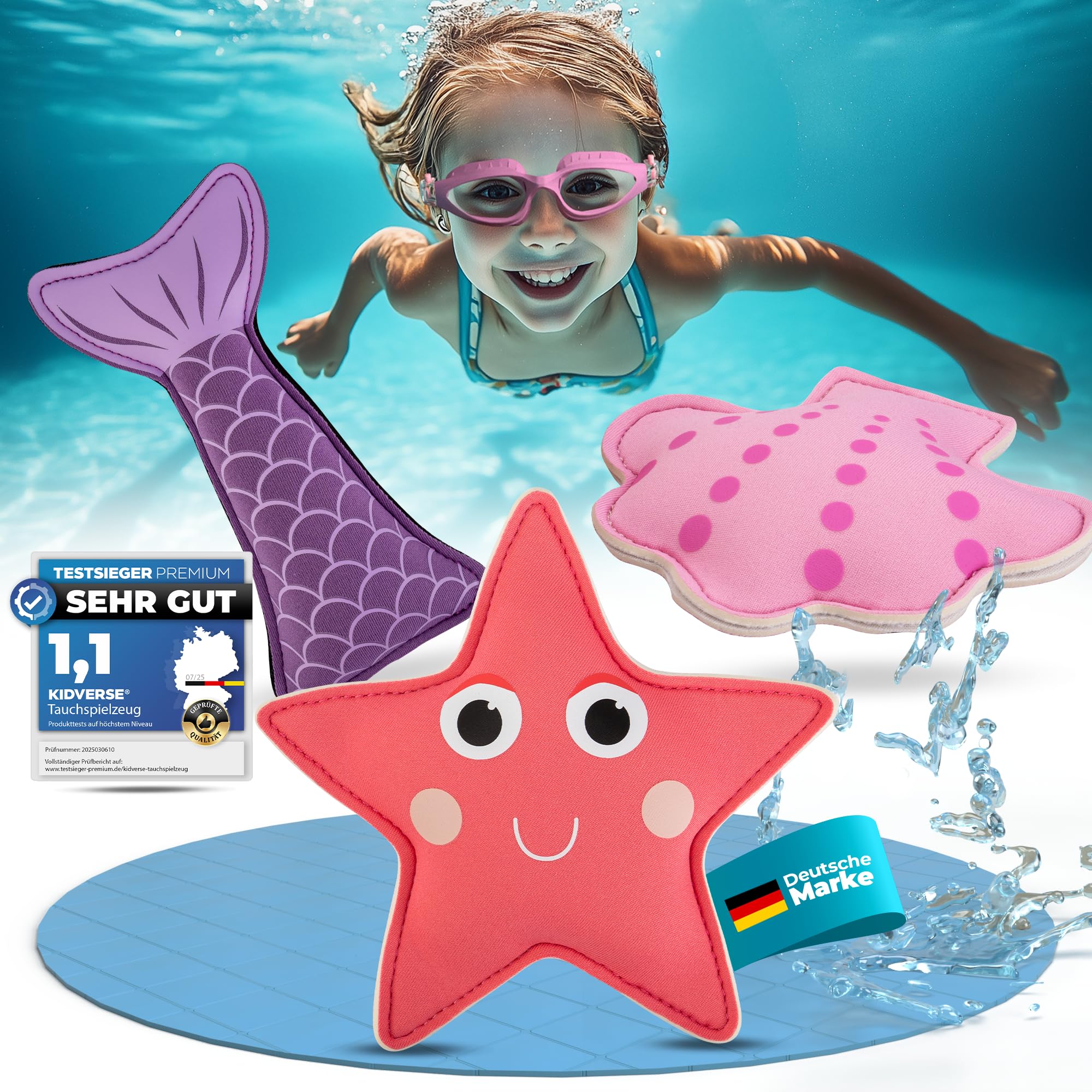 KIDVERSE Swimming Pool Toys for Kids - Swimming Toys Neoprene Pool Diving Games for Kids - Colourful sinkies - Learning to Dive Sinkers - Toddler sinky