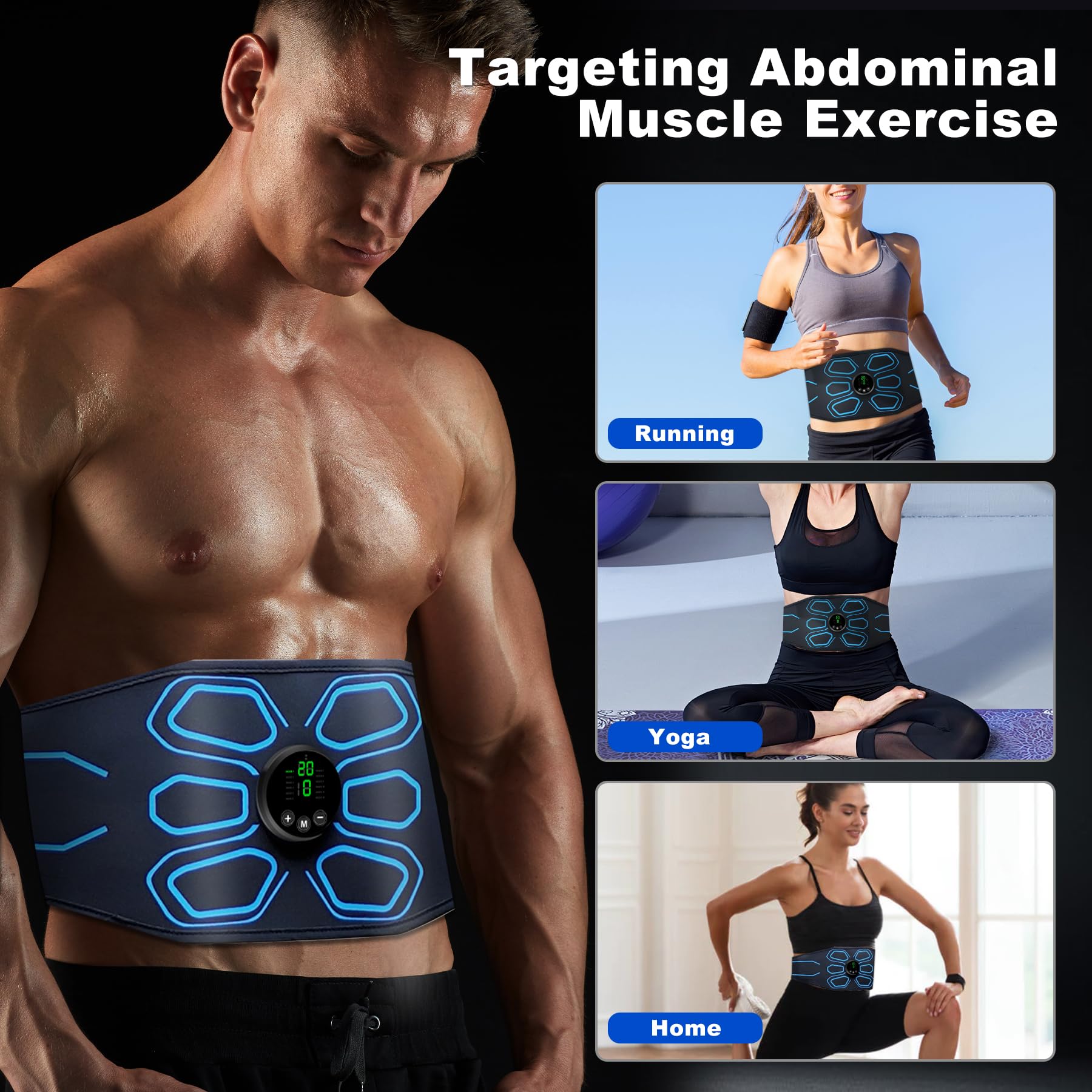 FDA Cleared - Stimolatore muscolare MHD TENS elettronico per addominali, tonificante per addominali, per addominali, stimolazione e attivazione muscolare, uso domestico in palestra