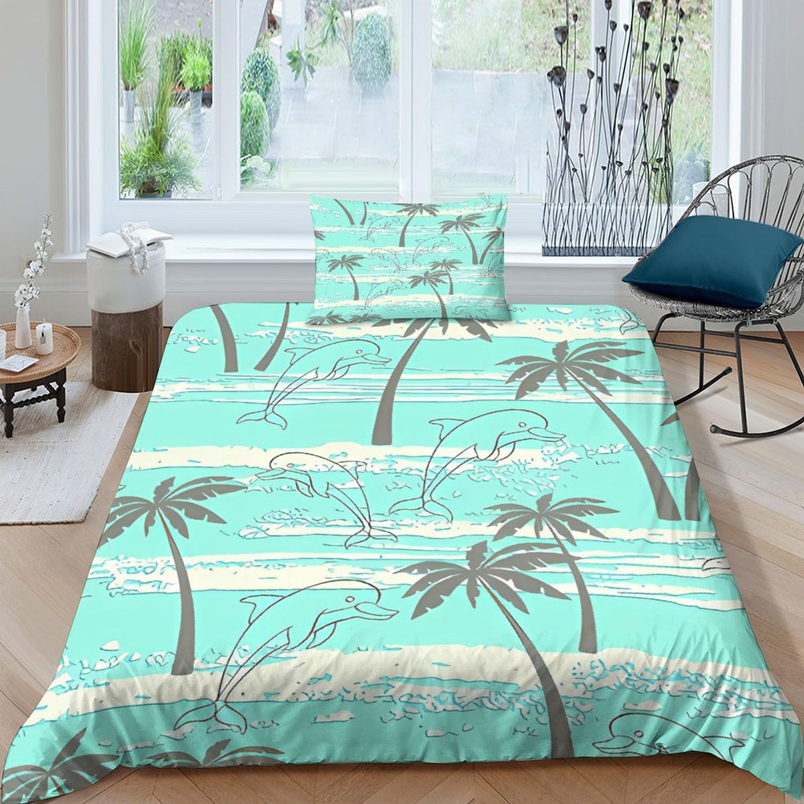 Parure de lit dauphin dessin animé 3D housse de couette microfibre