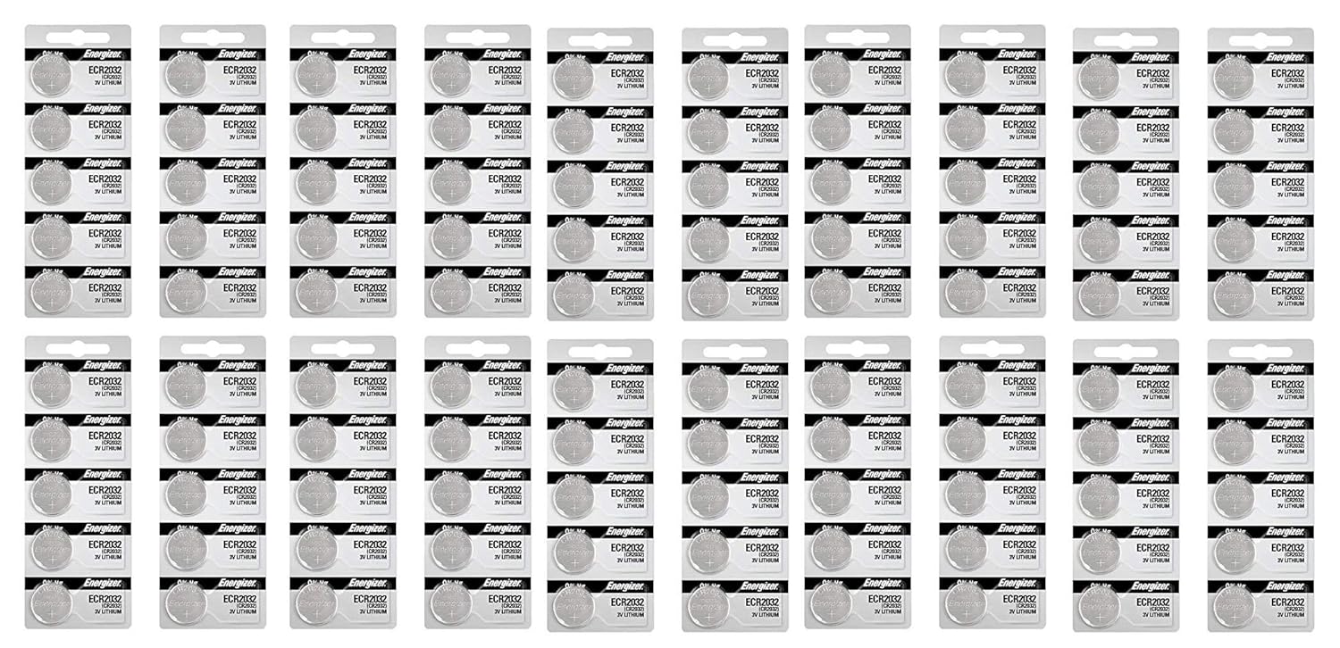 Energizer CR2032 Batteries 3V Lithium Coin Cell 2032 Watch Battery - 100 Count