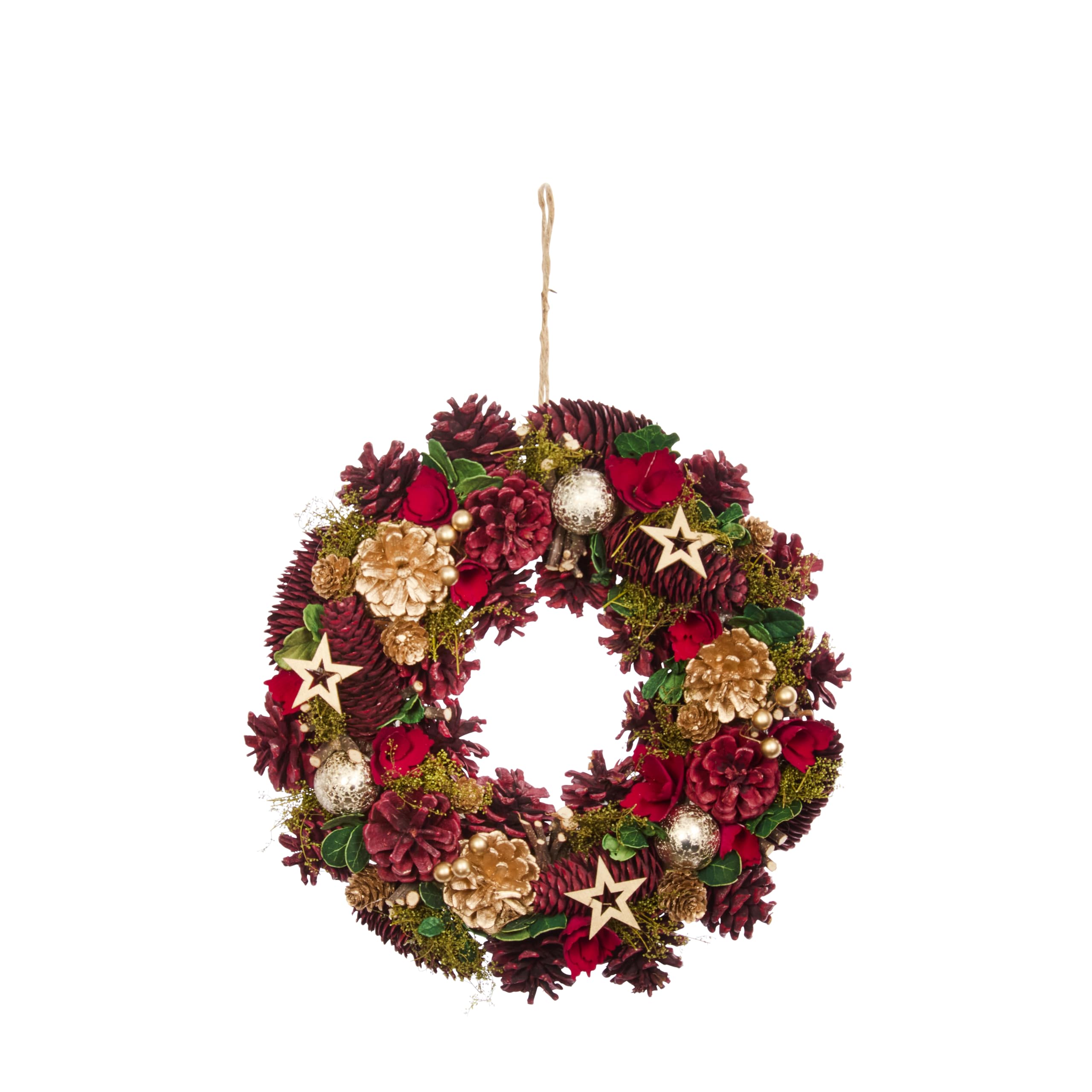 Smart Garden Multicolour Festive Fir Wreath – 36 Cm Rustic Pinecone & Floral Christmas Decoration