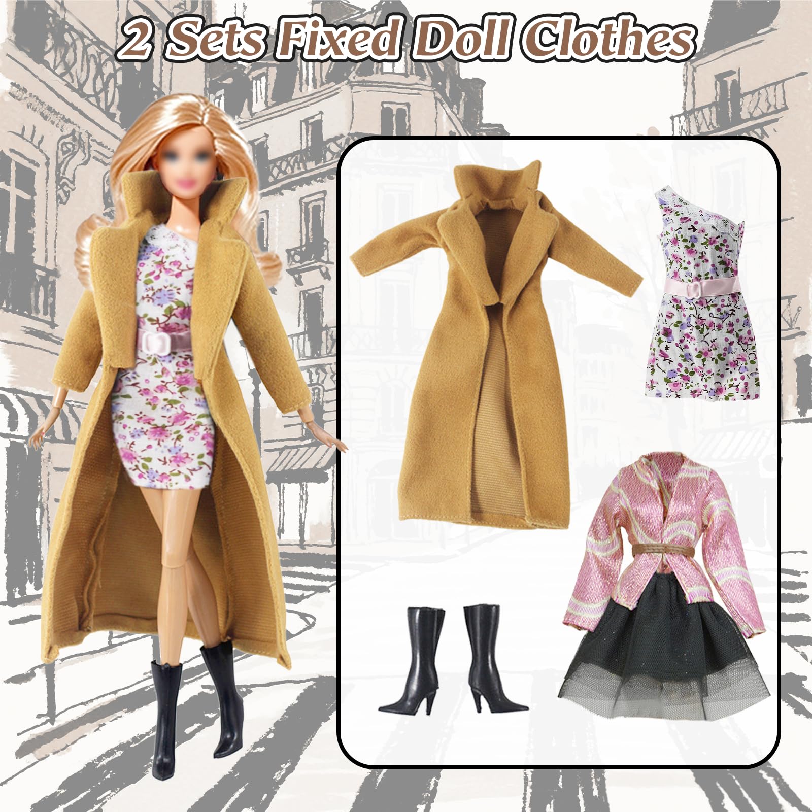 Ob11 Vestiti per bambole Set per scuola materna Ob11 Vestiti GSC, Molly,1/12bjd Vestiti per bambole Set di cappelli Giocattoli Accessori per abbigliamento per bambole (Pink
