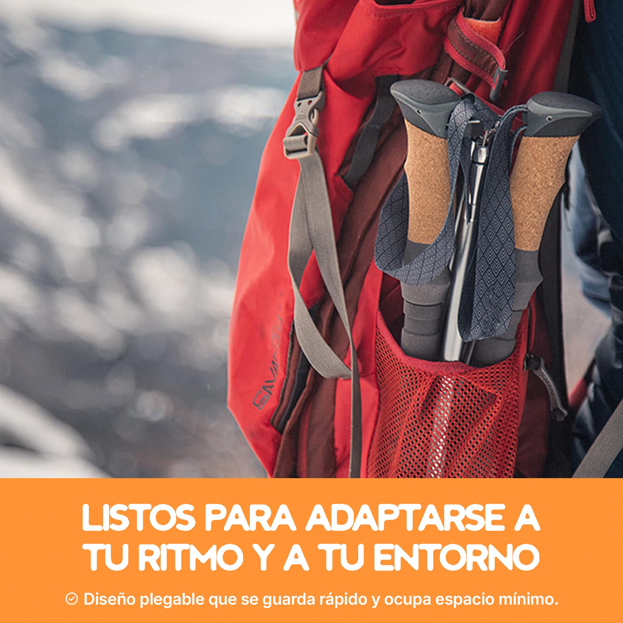 Bastoncini da trekking pieghevoli, 2 bastoncini da trekking, alluminio 7075, leggeri, regolabili da 120 a 135 cm, manico in sughero, 4 paia di fermi, regolazione rapida, montagna, marcia nordica